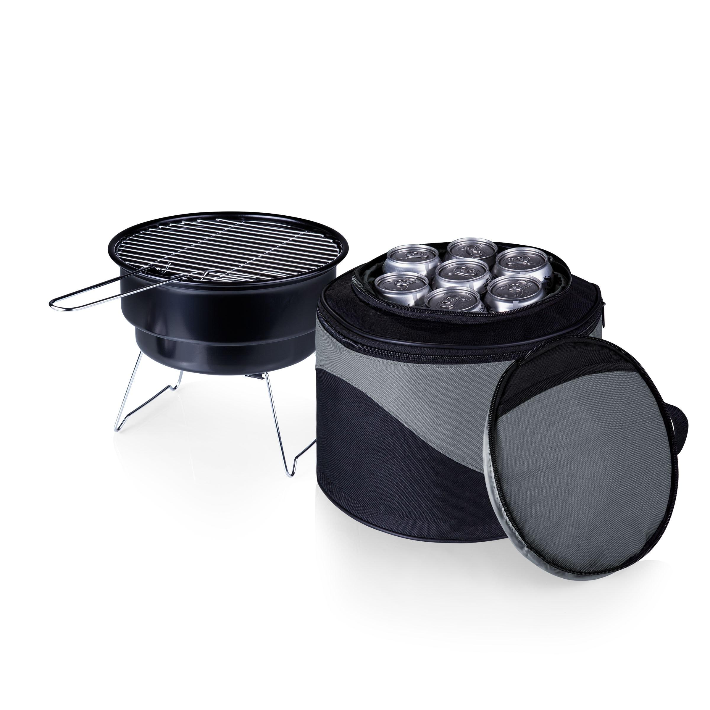 10 in.Caliente Round Portable Cooler/Charcoal Grill in Black