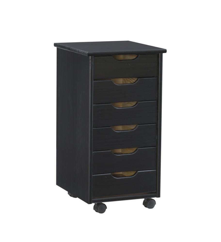 Cary Transitional 6 Drawer Solid Wood Rolling Storage Cart with Casters - Linon