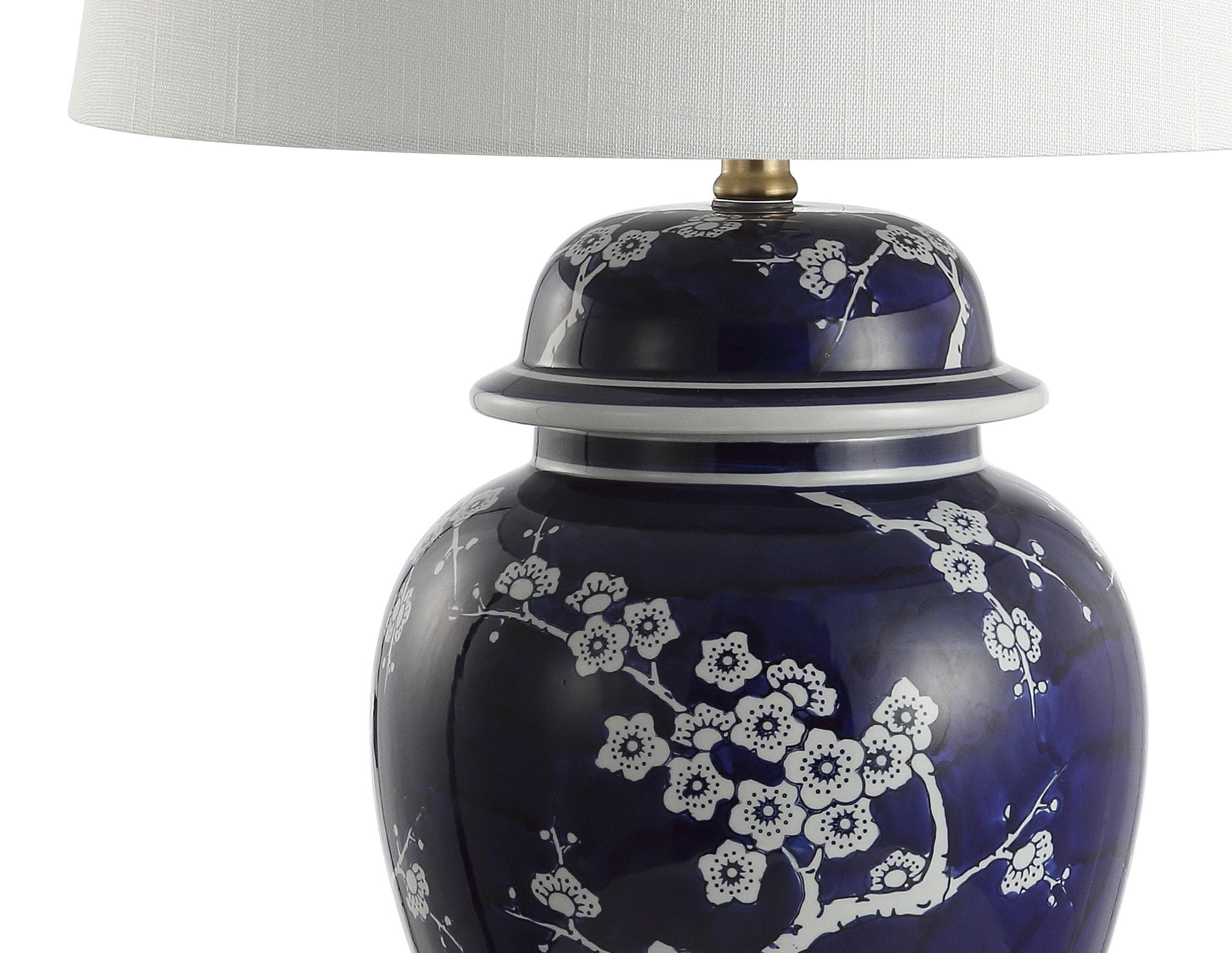 Gracie 29.5" White and Navy Ceramic Ginger Jar Table Lamp