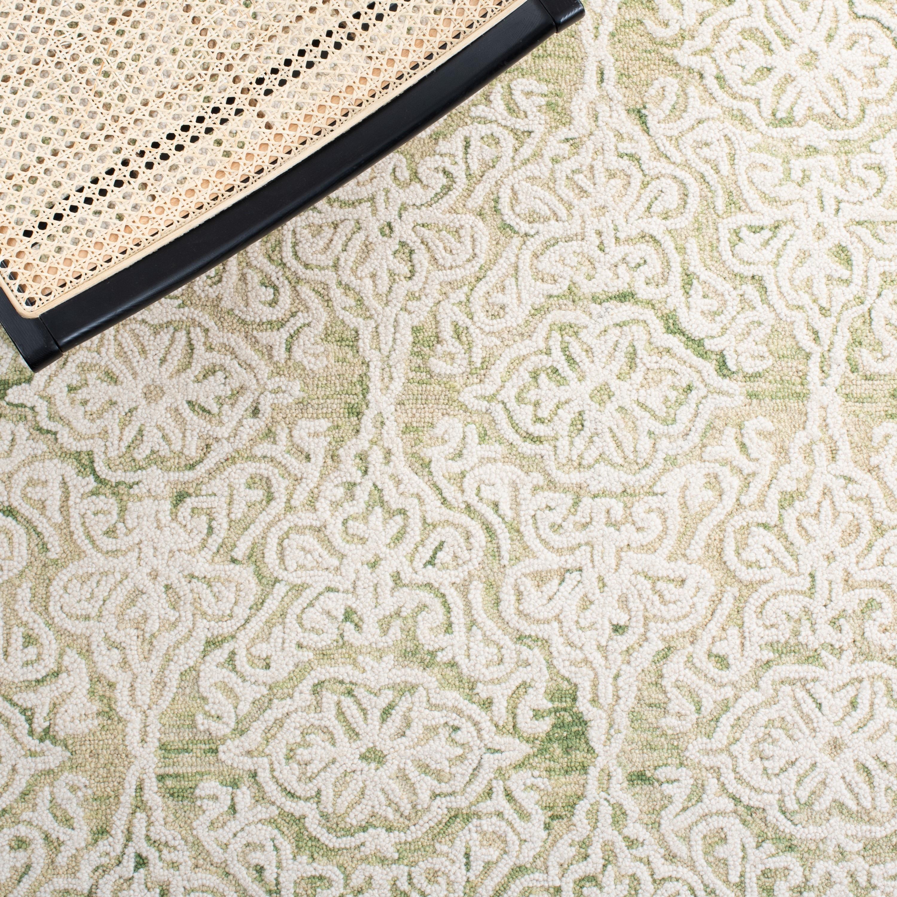 Blossom BLM112 Hand Tufted Indoor Area Rug - Light Green/Ivory - 4'x6' - Safavieh