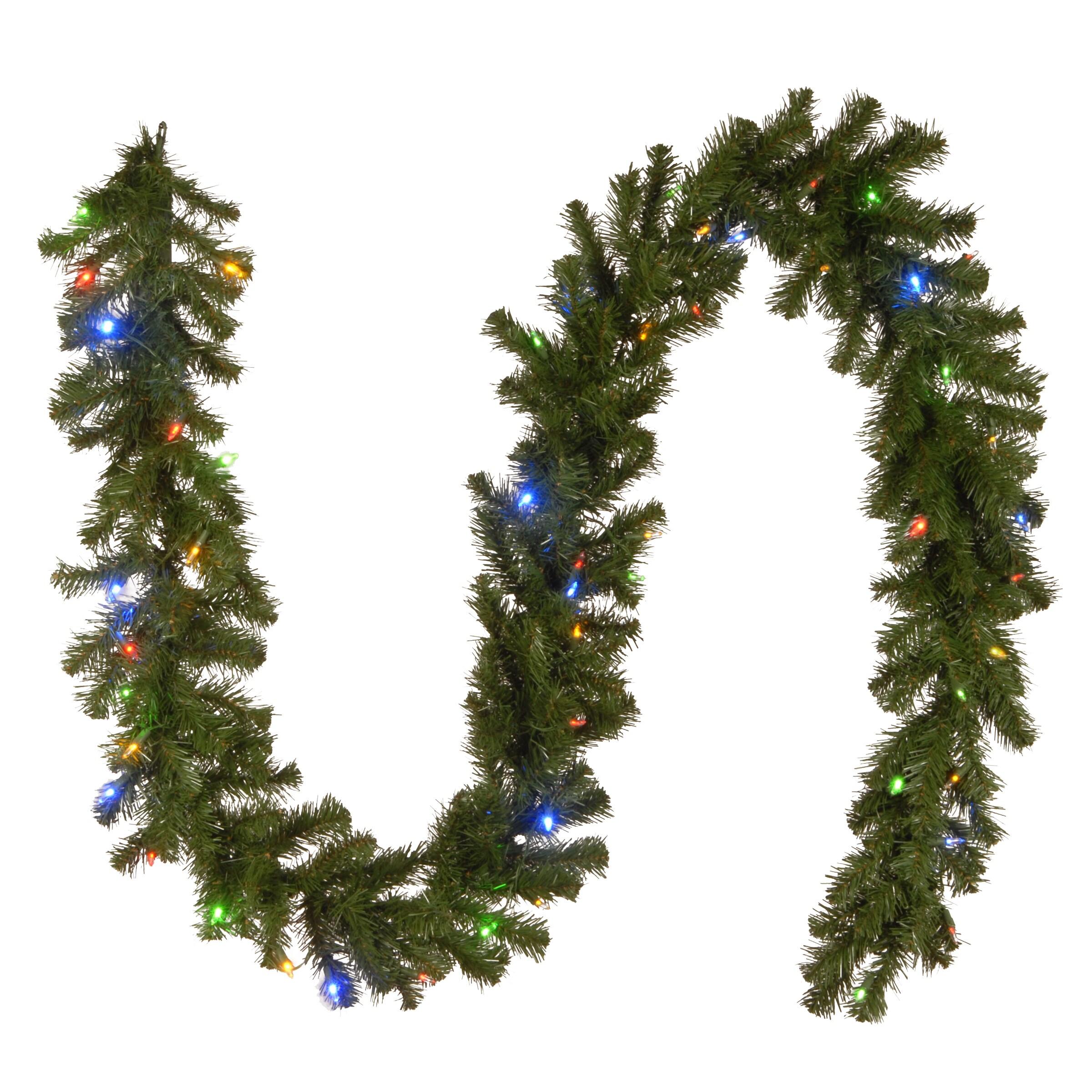 9ft' North Valley Spruce Artificial Christmas Garland with LED Lights