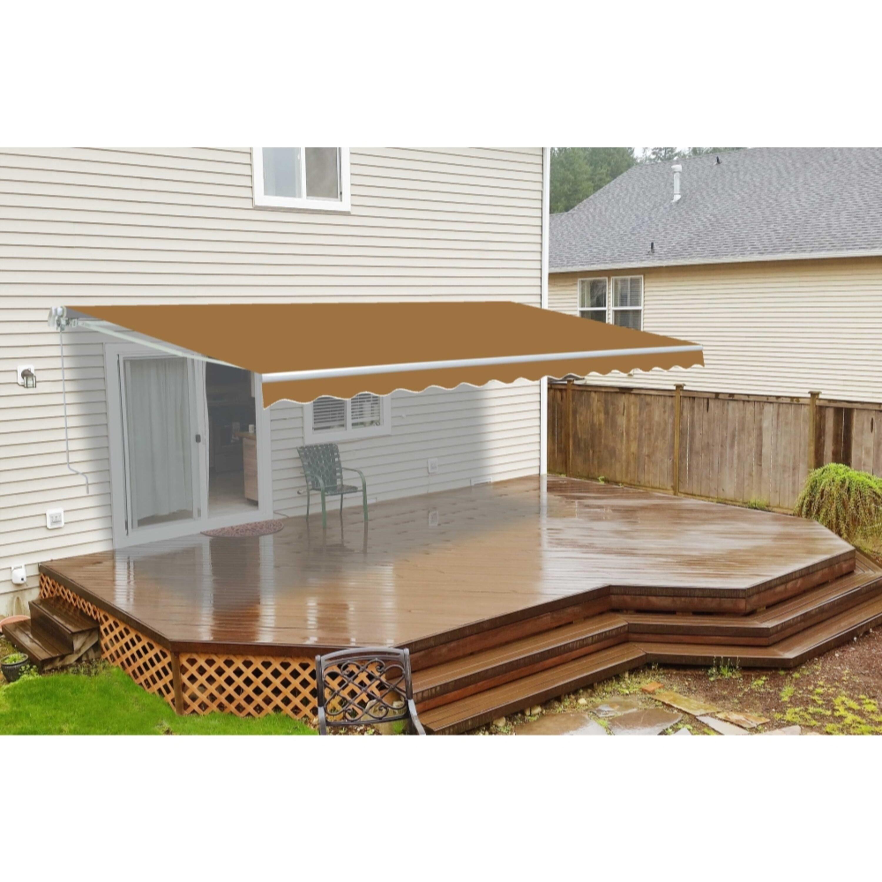 Motorized Retractable White Frame Patio Awning