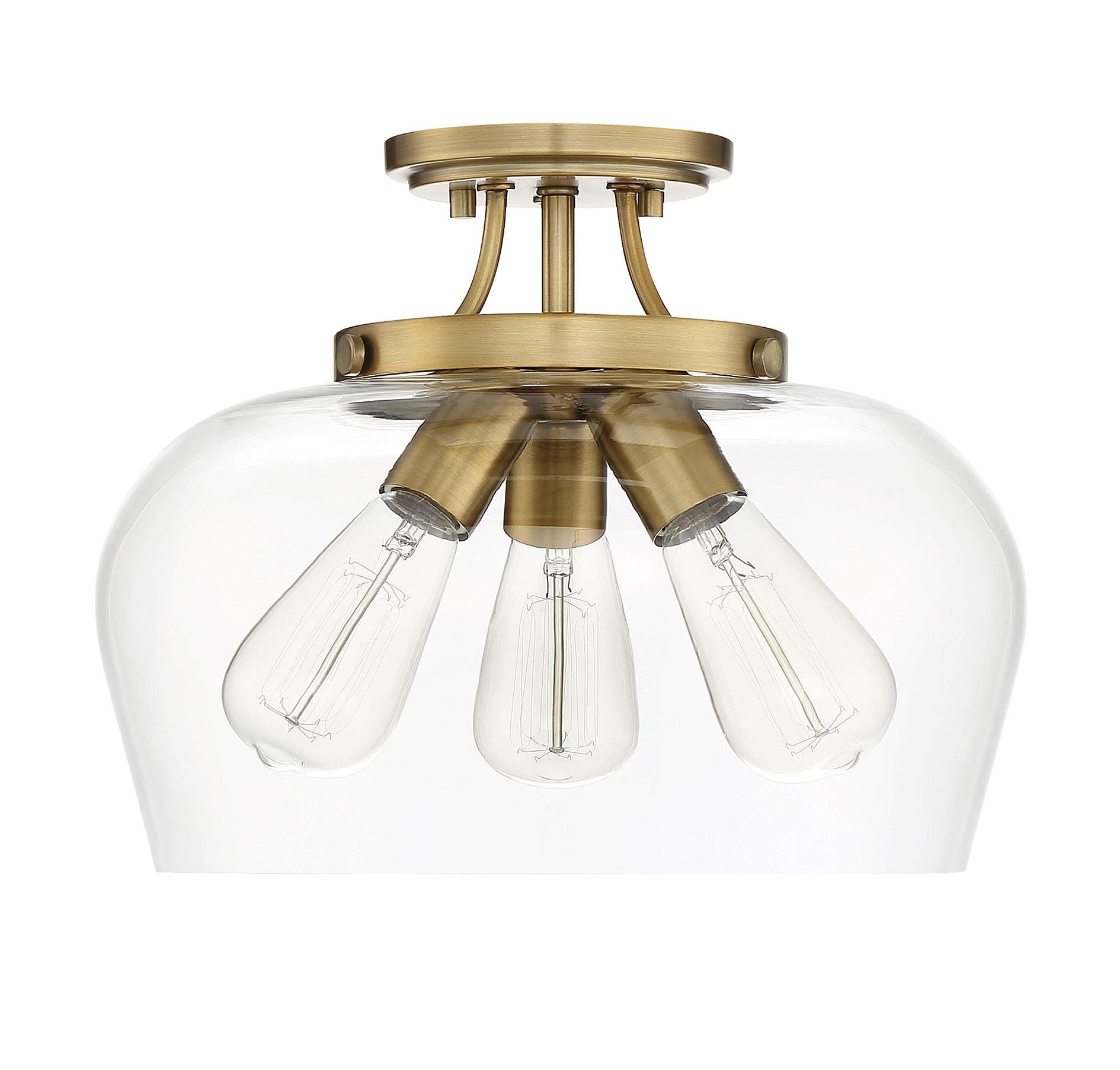 Savoy House Octave 3 - Light Semi-Flush Mount in  Warm Brass
