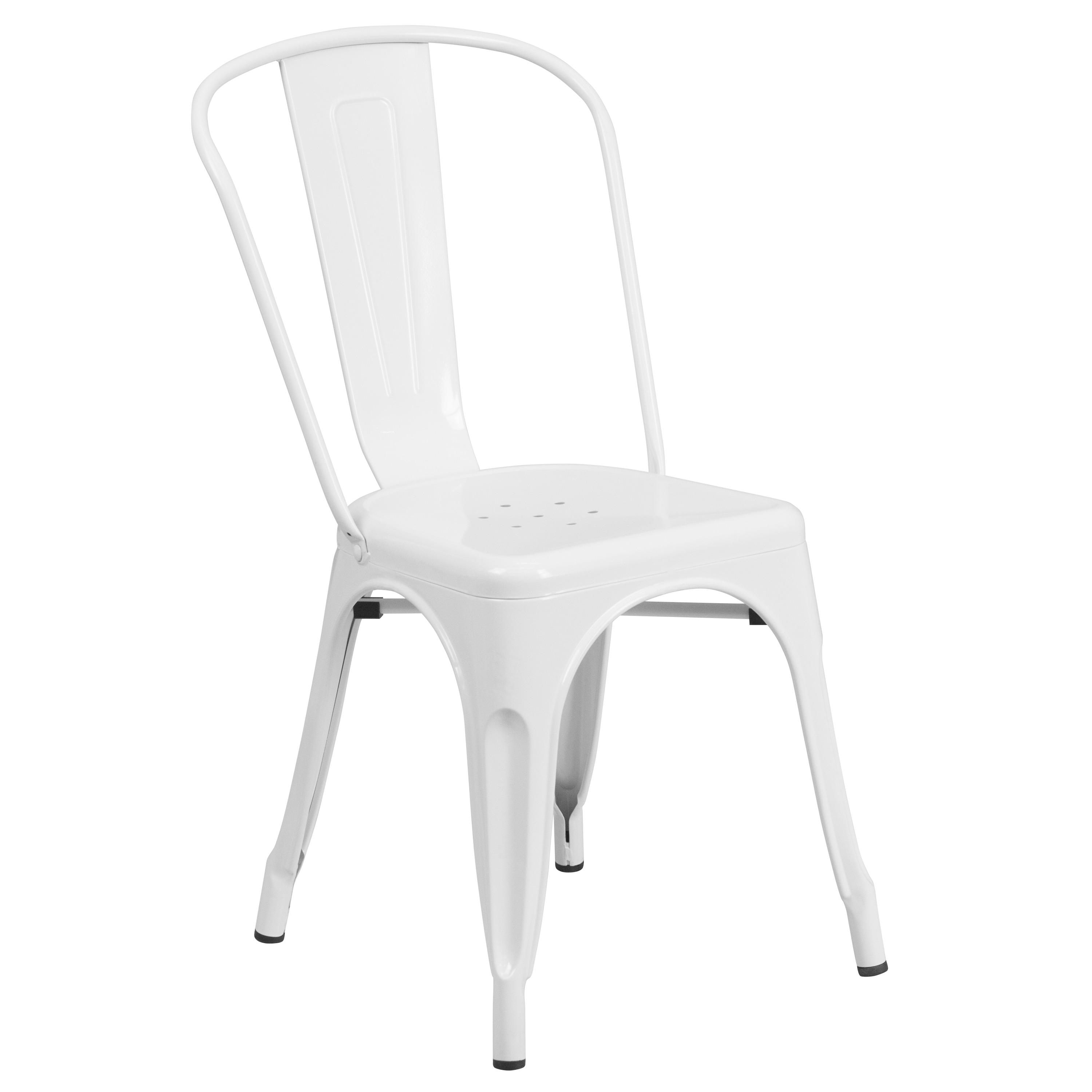 Flash Furniture Commercial Grade White Metal Indoor-Outdoor Stackable Chair