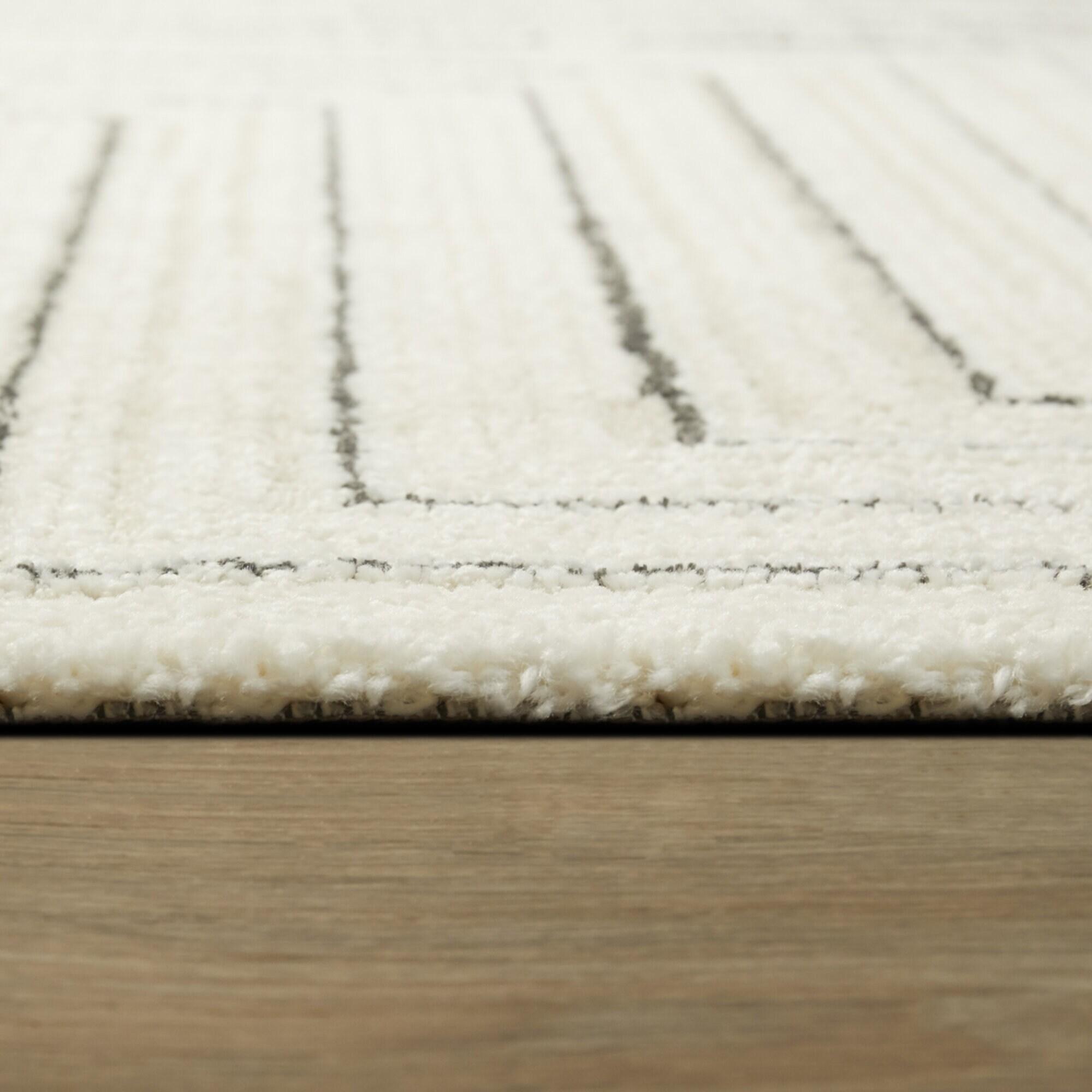 Balta Rugs 2'7"x7' Carmody Transitional Geometric Rug Cream: Off-White Runner, Medium Pile, Indoor Use