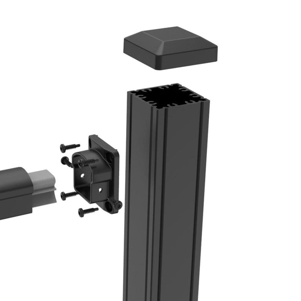 Weatherables 2-1/2-in x 2-1/2-in x 3-1/4-ft Textured Black Aluminum Deck Post