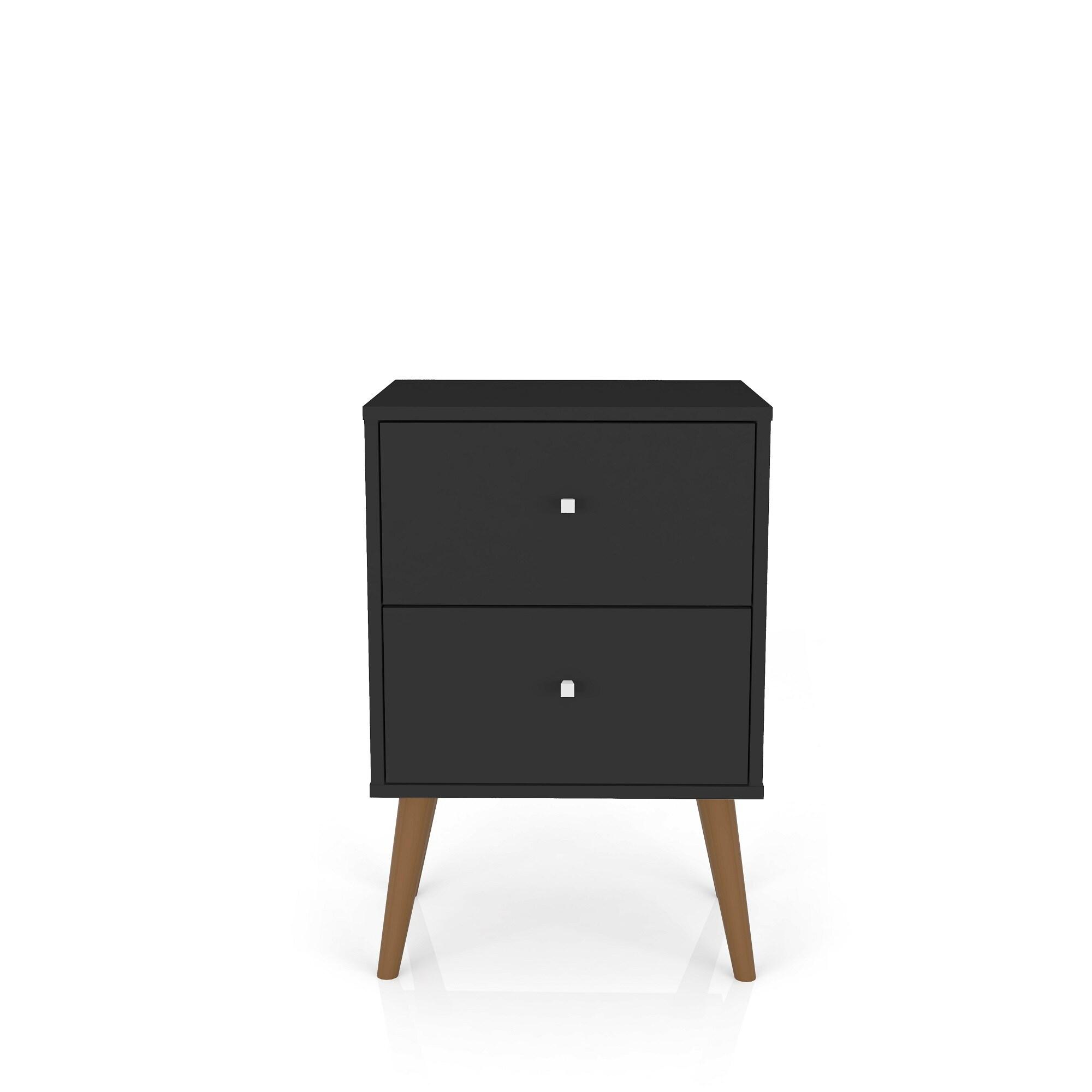 Liberty Mid-Century Modern Nightstand 2.0 with 2 Full Extension Drawers with Solid Wood Legs