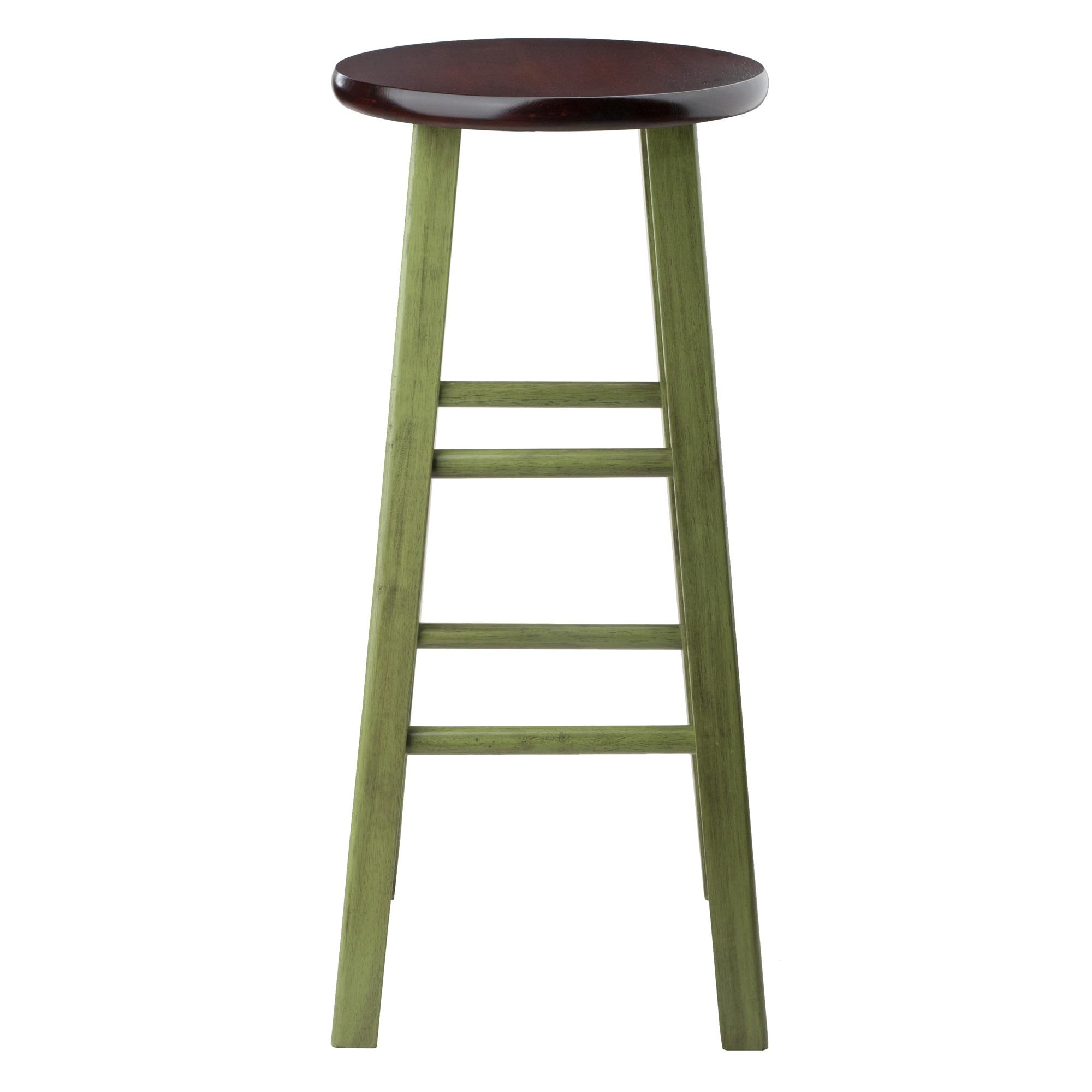 29" Ivy Barstool - Green - Winsome: Round Wooden Stool, Fixed Height, Spot Clean, No Assembly Required