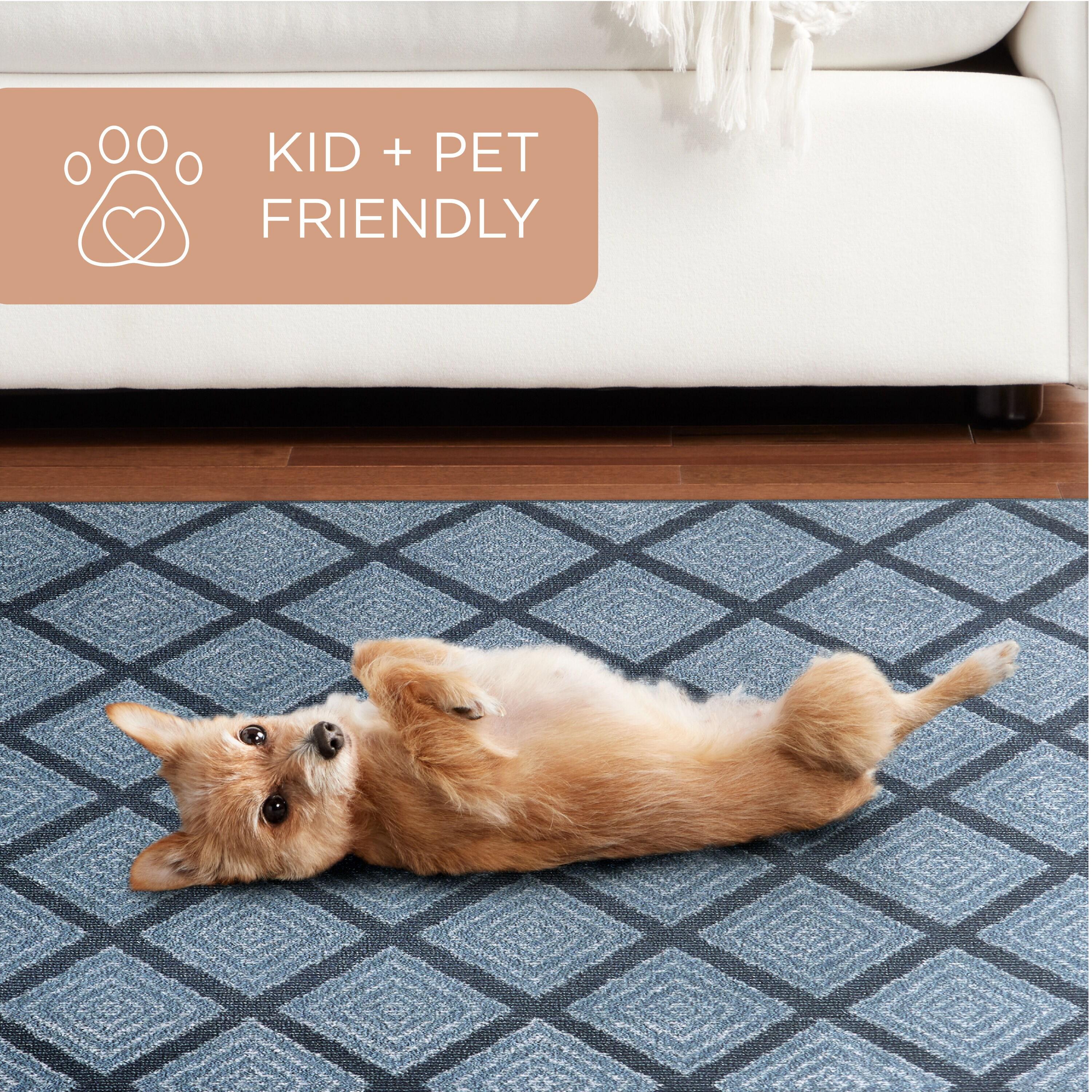 Town & Country Everyday Rein Solid Diamond Everwash Non-Slip Backing Washable Area Rug Blue