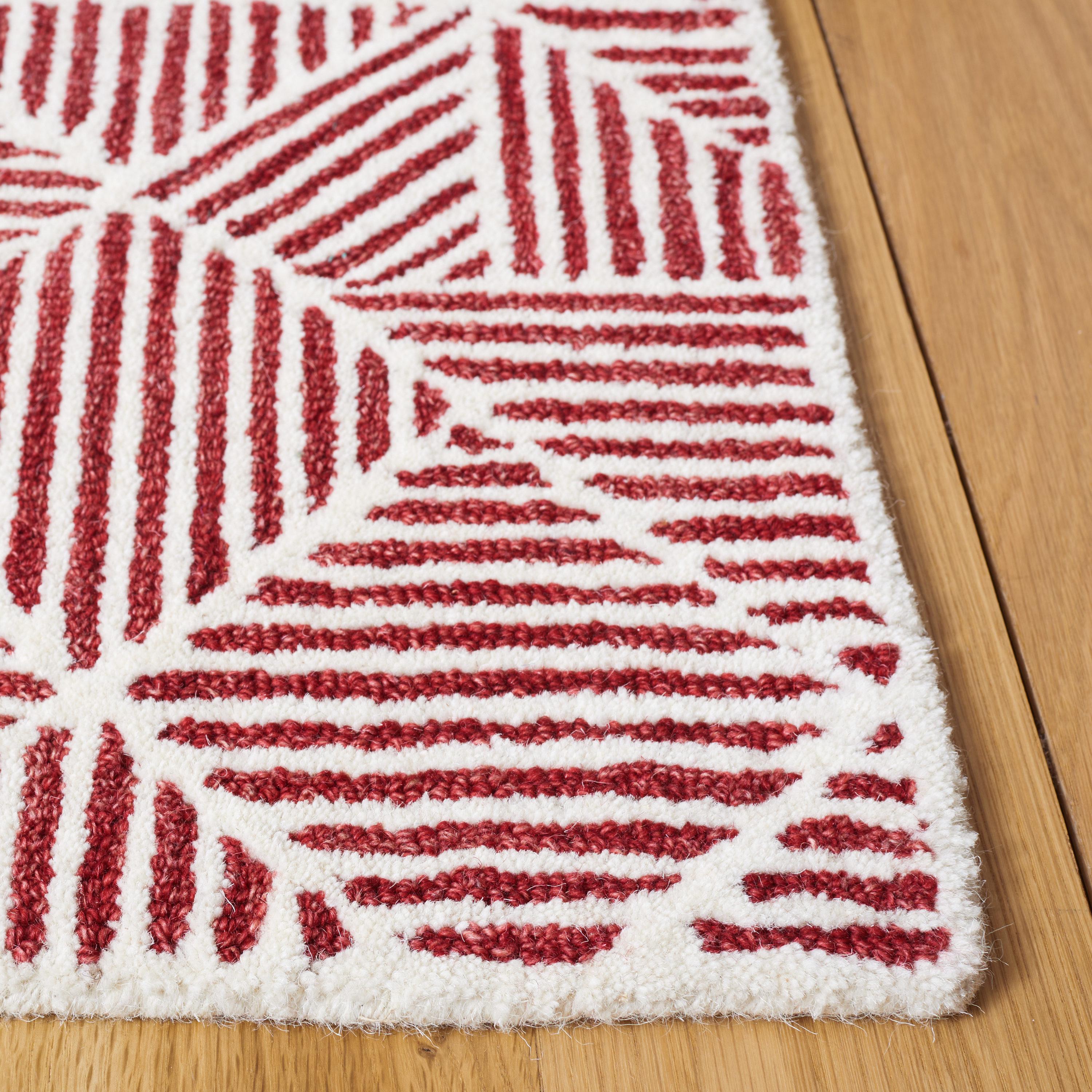 Abstract ABT763 Handmade Indoor Area Rug - Red/Ivory - 5'x8' - Safavieh