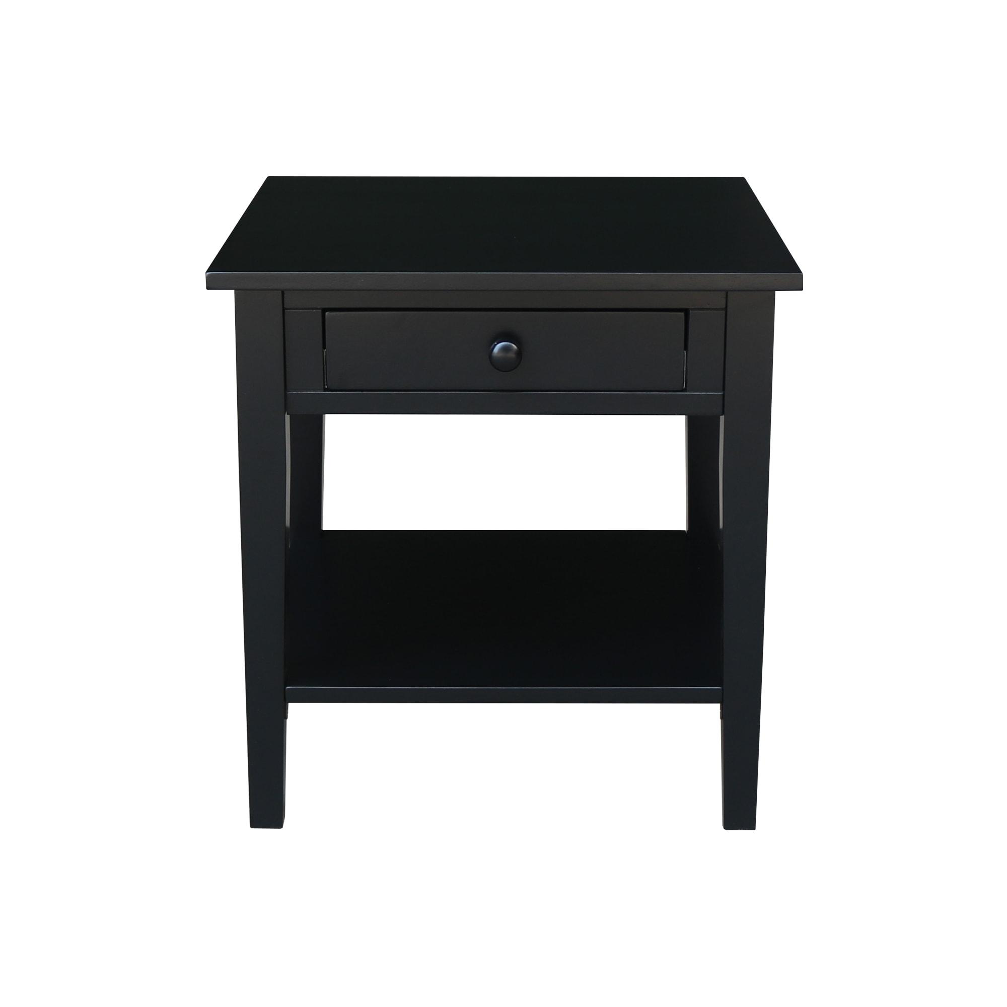 International Concepts Spencer End Table Black: Modern Square Design, Hardwood Frame, 24x24 Size, Spot Clean