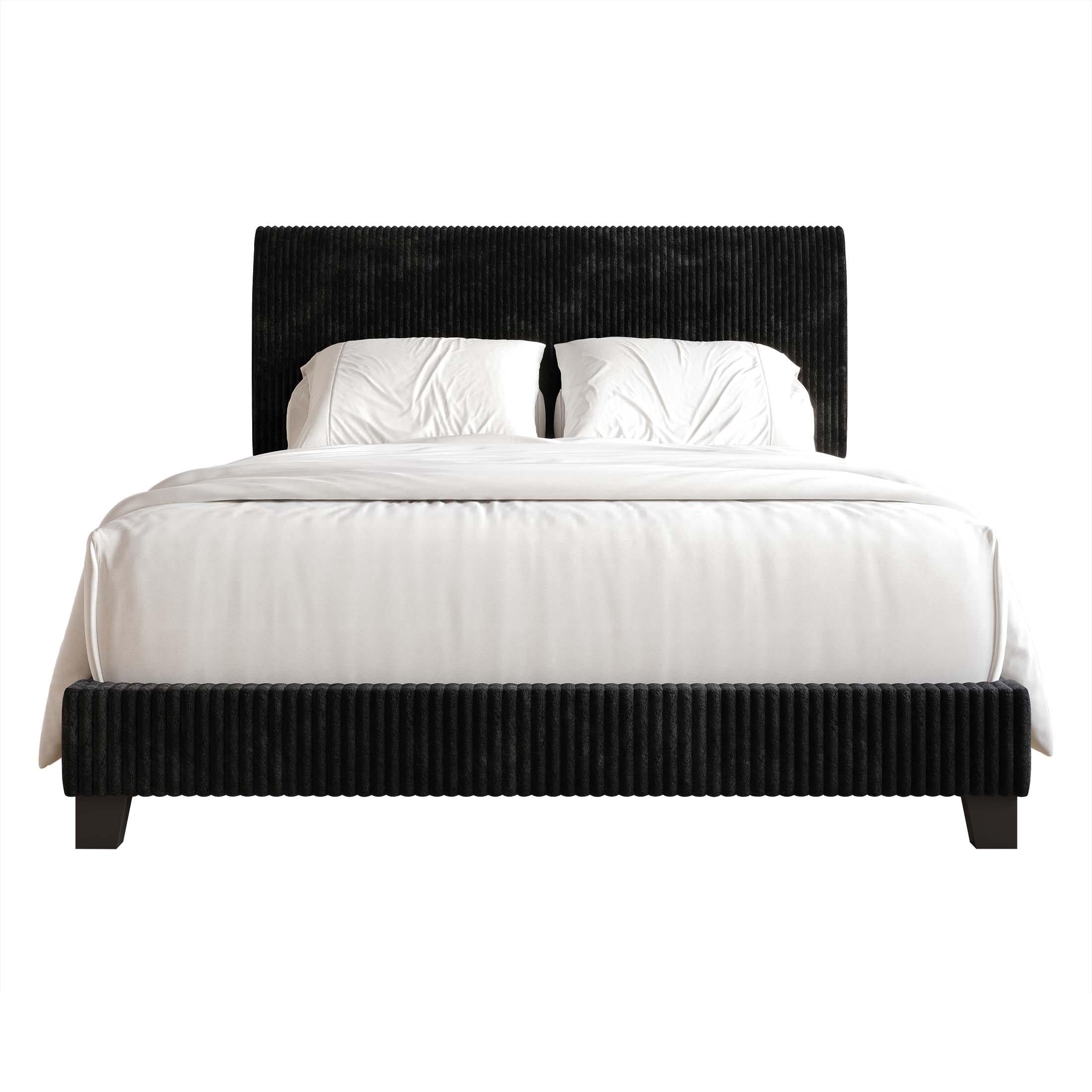 ChaletPosh Queen Size Upholstered Bed In Black Velvet
