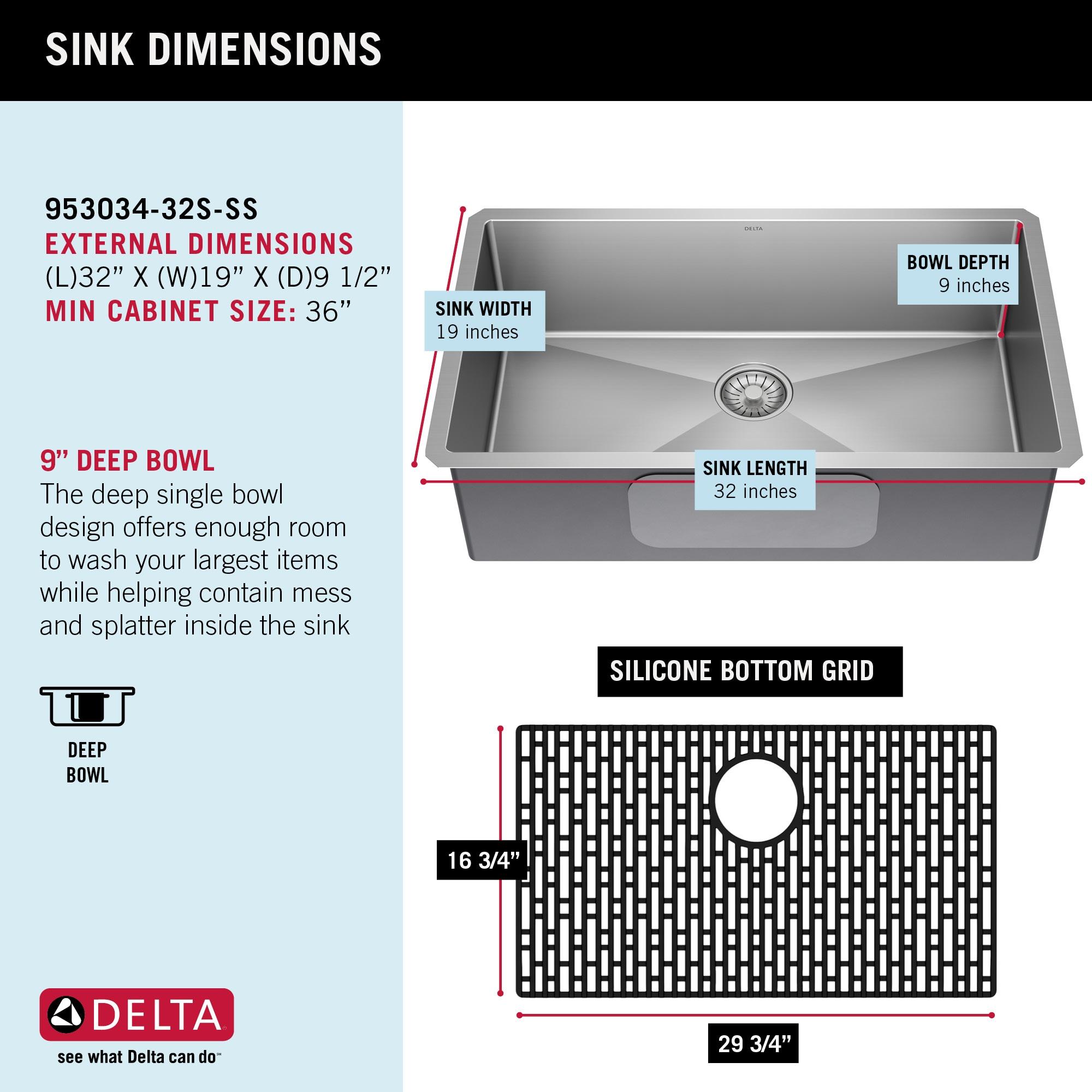 Delta Lenta™ Undermount 16 Gauge Stainless Steel Single Bowl Kitchen Sink with Accessories