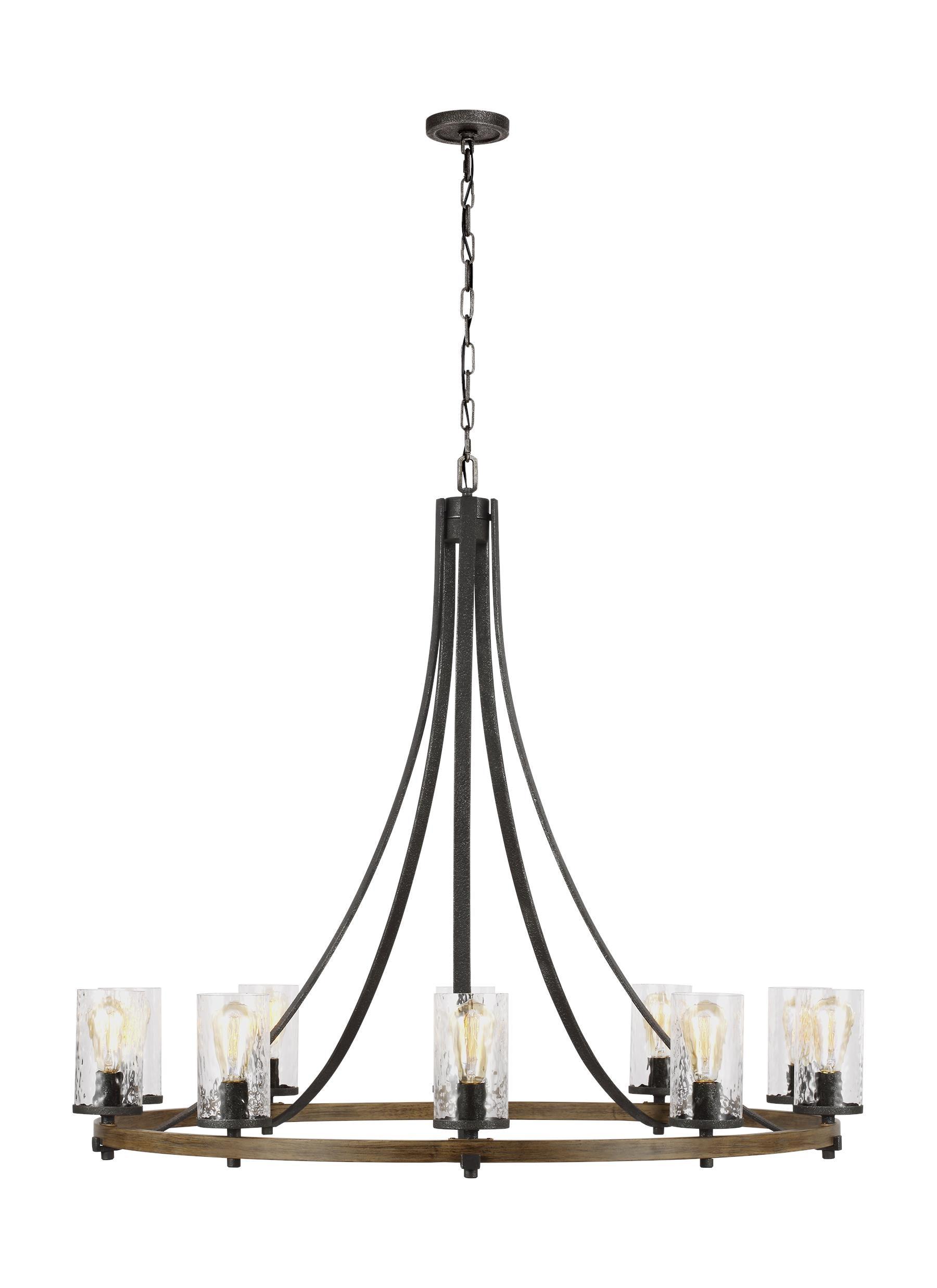 Steffens Iron & Textured Glass Chandelier (24"-48")