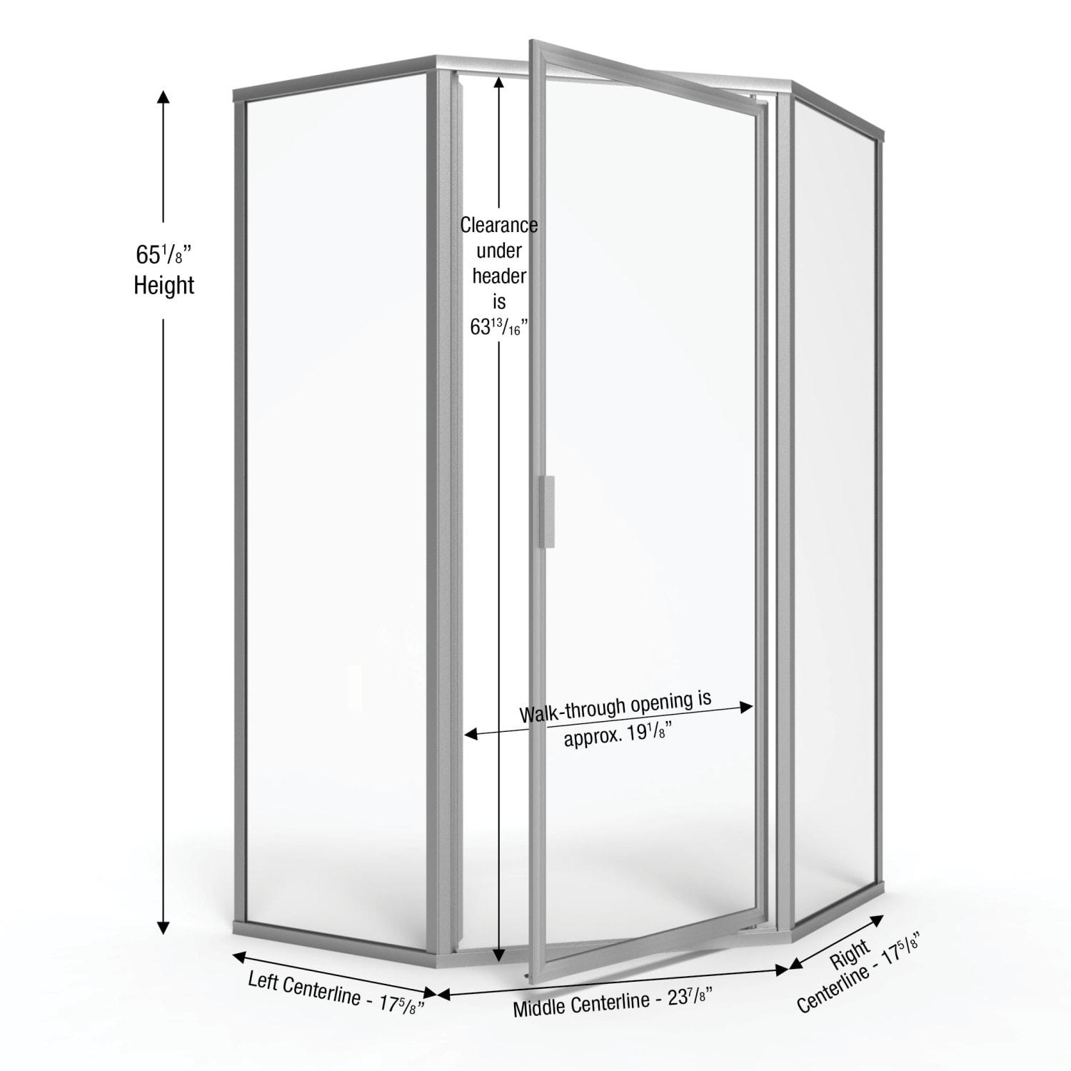 Deluxe 57.625'' W 68.625'' H Framed Neo-angle Reversible Shower Enclosure