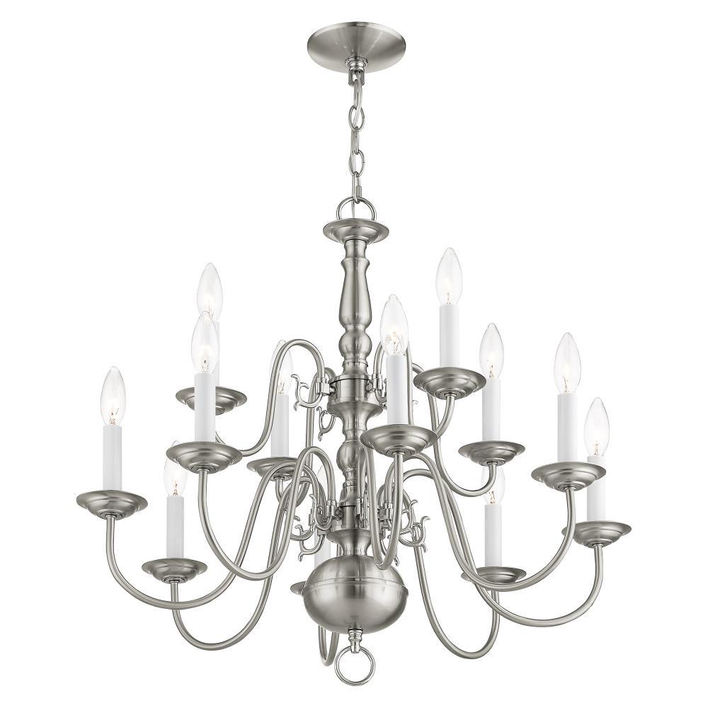 Livex Lighting Williamsburgh 12 - Light Chandelier in  Brushed Nickel