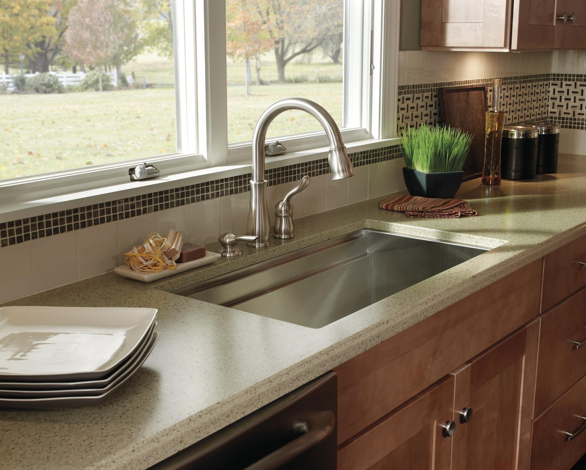 Leland Single Handle Widespread Kitchen Faucet with Optional Soap Dispenser