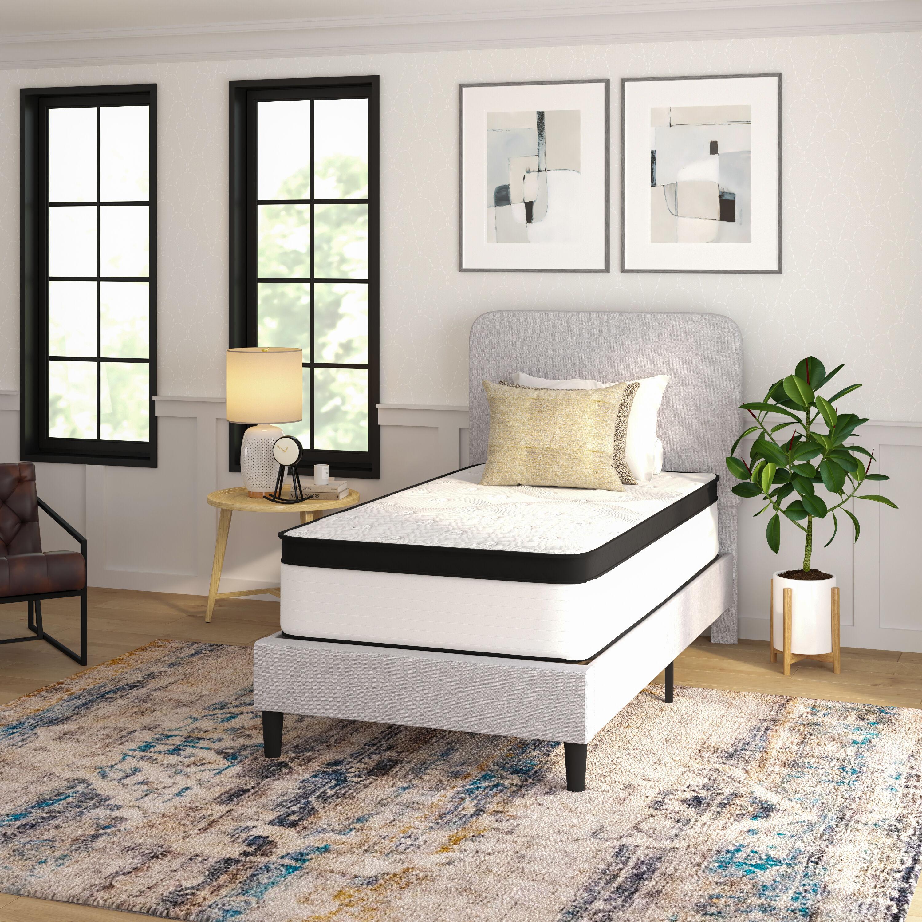 Twin 12" White and Black Innerspring Adjustable Mattress