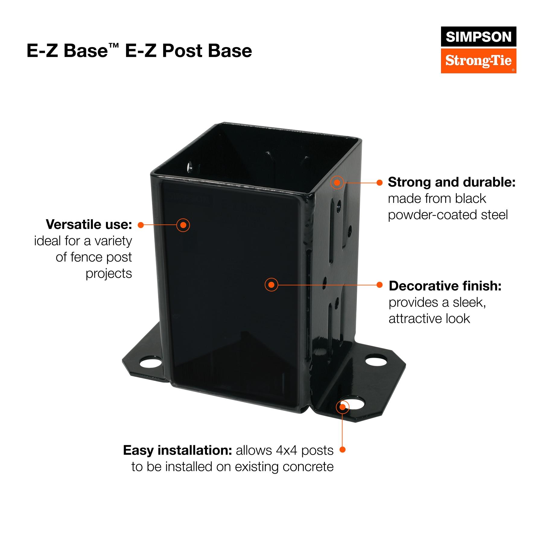 Simpson Strong-Tie 12 Gauge 4 X 4 Powder Coated Black E-Z Post Base