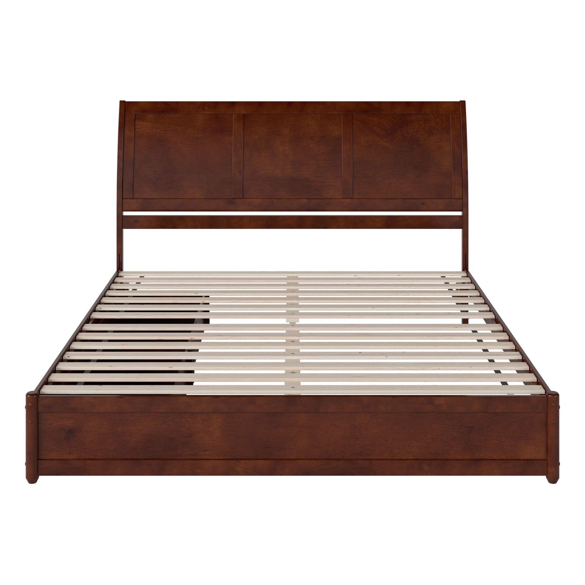 AFI, Andorra King Platform Bed with Panel Footboard and Storage Drawers, Walnut