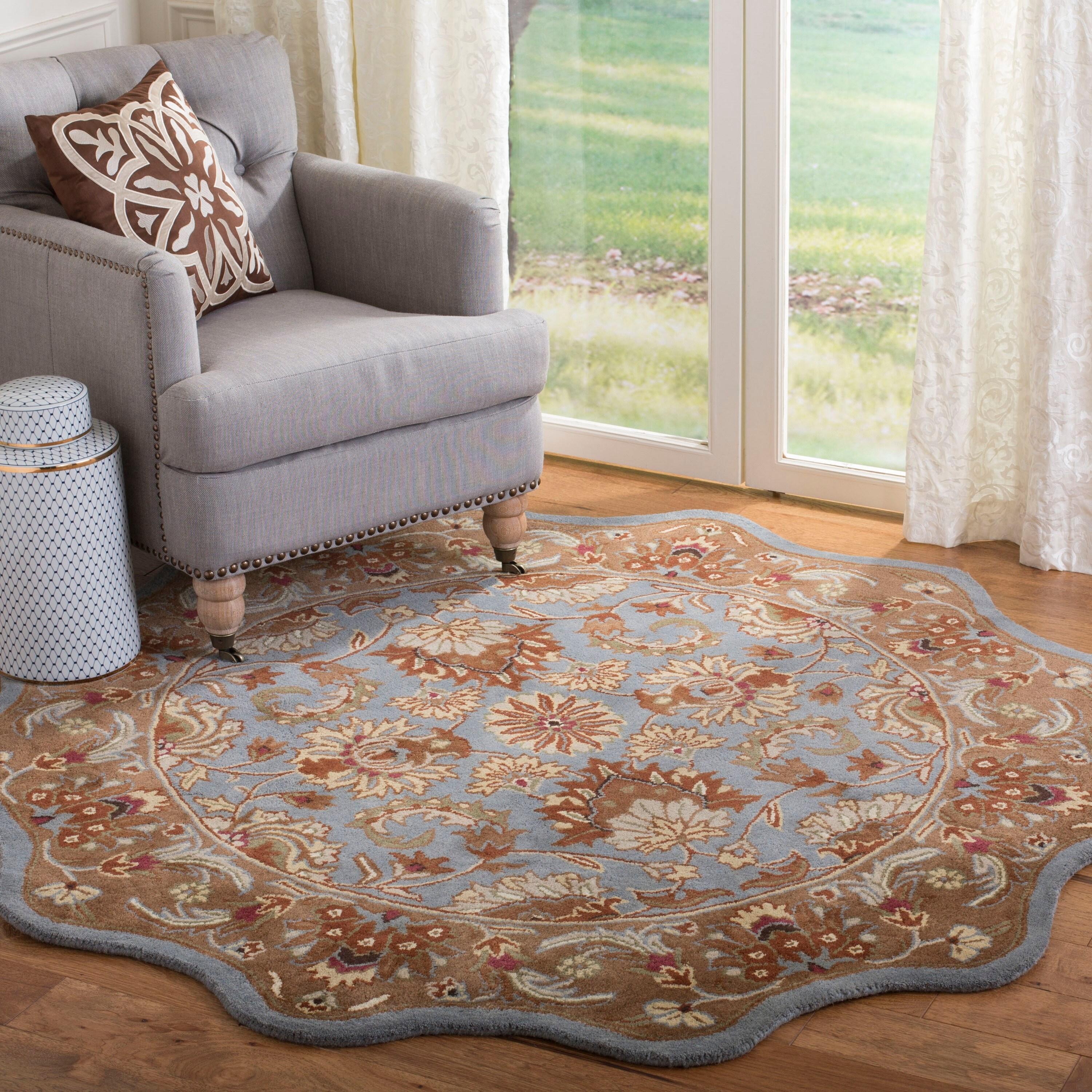 Heritage HG822 Hand Tufted Area Rug - Blue/Beige - 6' Round - Safavieh.
