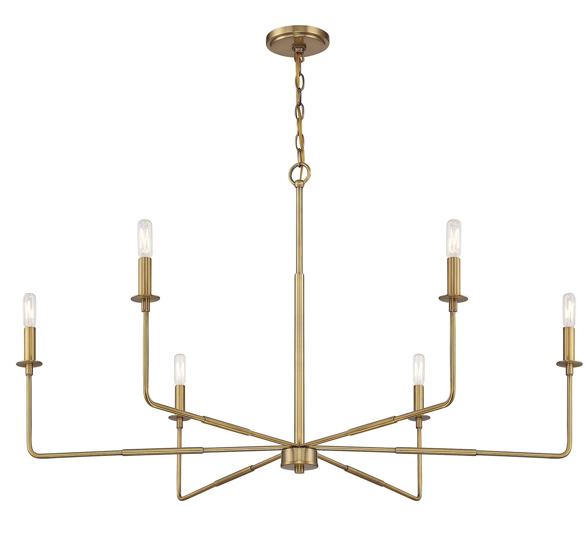 Savoy House Salerno 6 - Light Chandelier in  Warm Brass