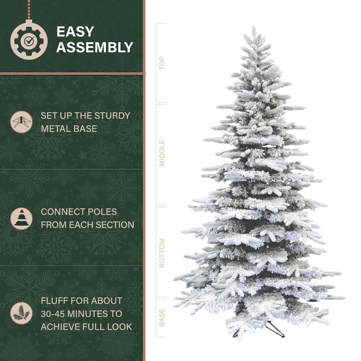 Fraser Hill Farm Unlit Snow Flocked Pine Valley Flocked Christmas Tree