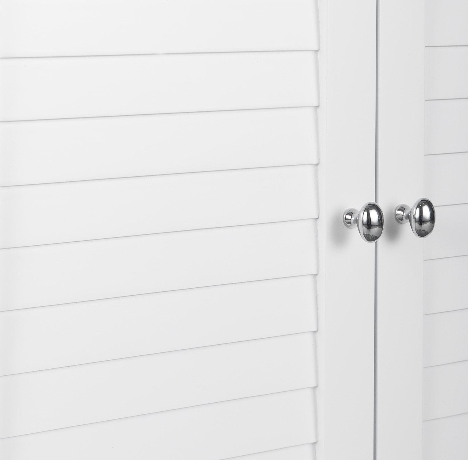 White Engineered Wood Bathroom Floor Cabinet with Adjustable Shelving