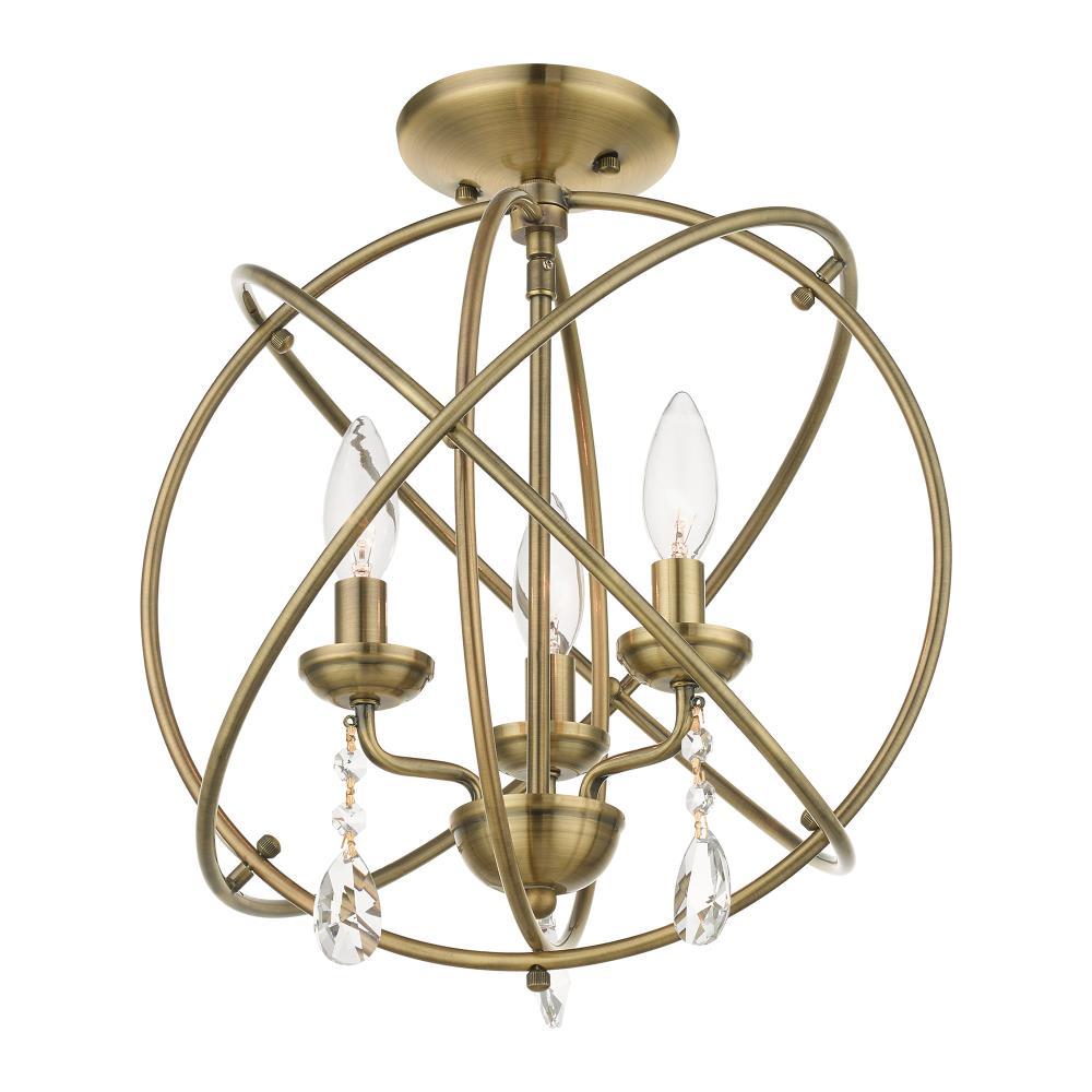 Livex Lighting Aria 3 - Light Chandelier in  Antique Brass