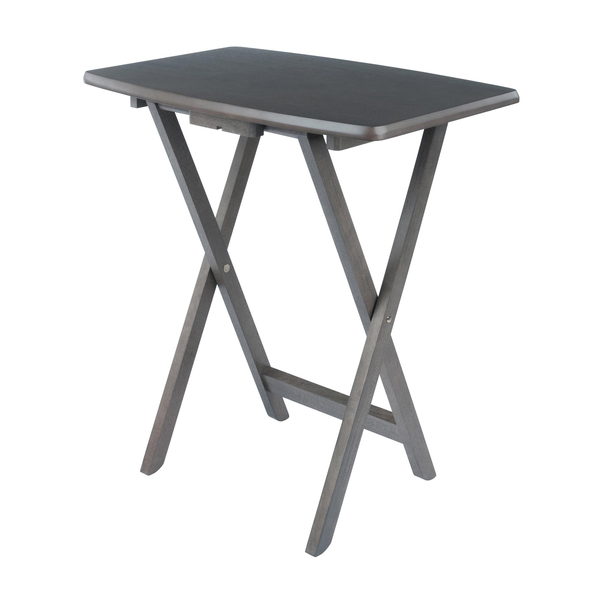 5pc Set Dorian Snack Tables Oyster Gray - Winsome: Portable, Oversized Tops, Storage Stand