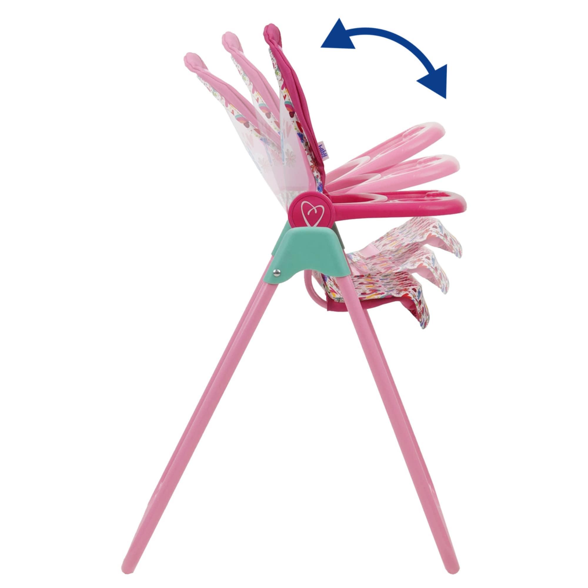 Baby Alive Doll Highchair Set - Pink & Rainbow - 6 Pieces, Fits Dolls Up to 24"