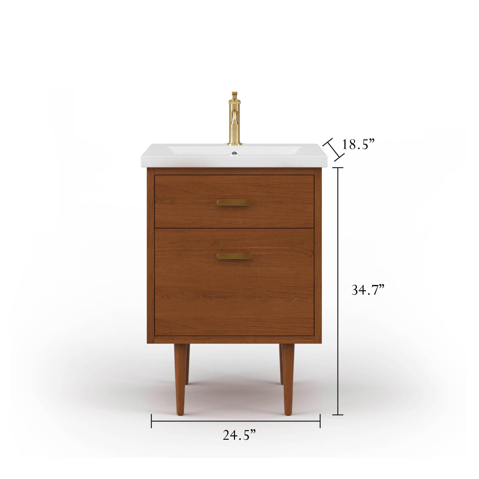 Water Creation Brandy 30" Integrated Sink Top Wood Vanity in Honey Walnut