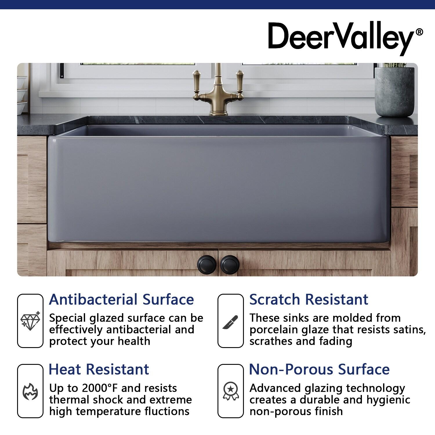 Grove 33" L X 18" W Rectangular Single Bowl Fireclay Farmhouse Kitchen Sink with Grid and Strainer