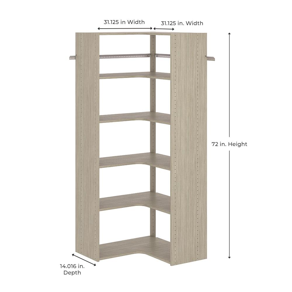 Easy Track Ph42 30-1/2" Wide Corner Closet Organizer System - Grey