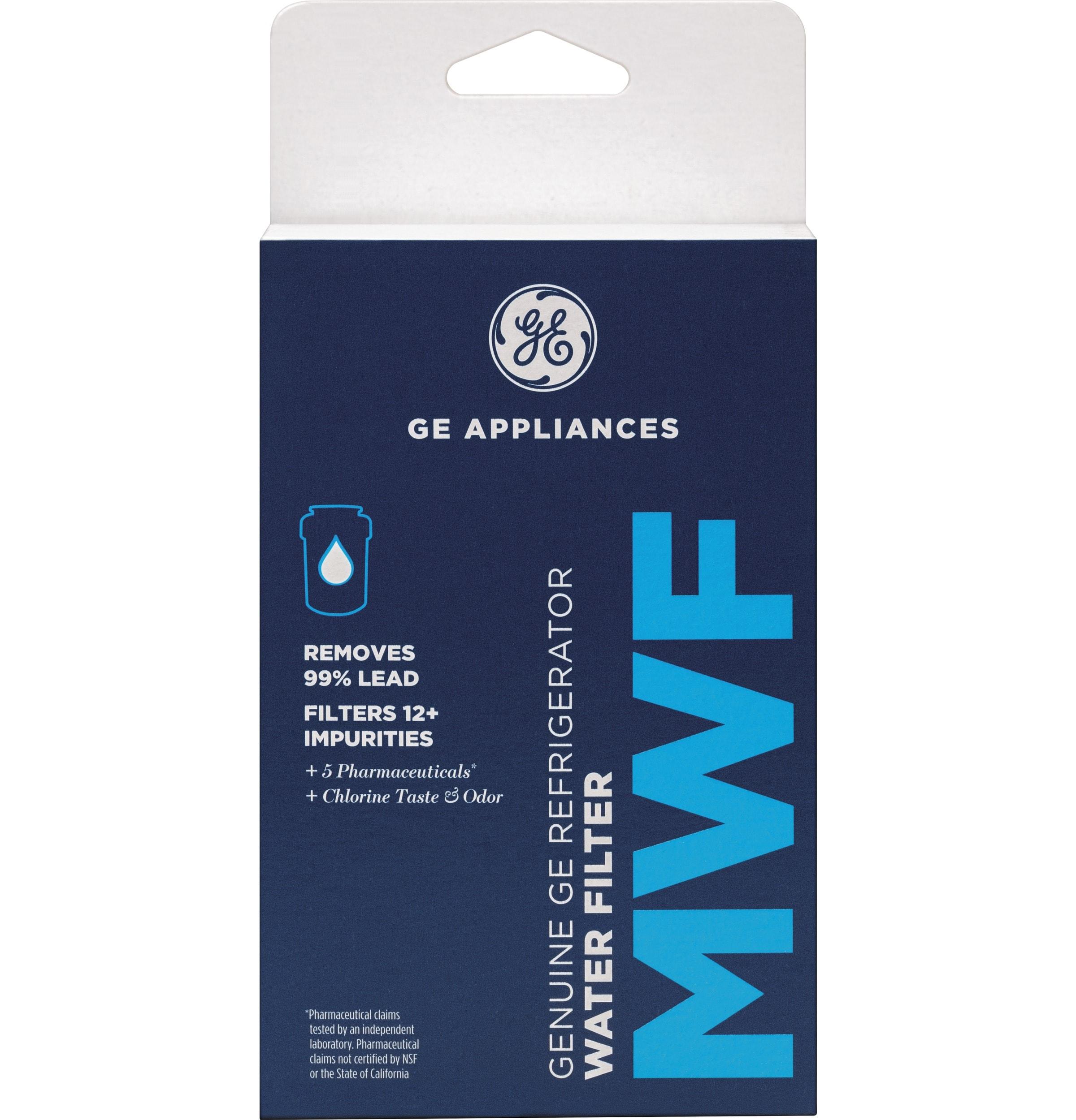 GE Appliances MWF Replacement Refrigerator Water Filter: Filters Lead, Asbestos, Chlorine, Pesticides, 1-Year Warranty