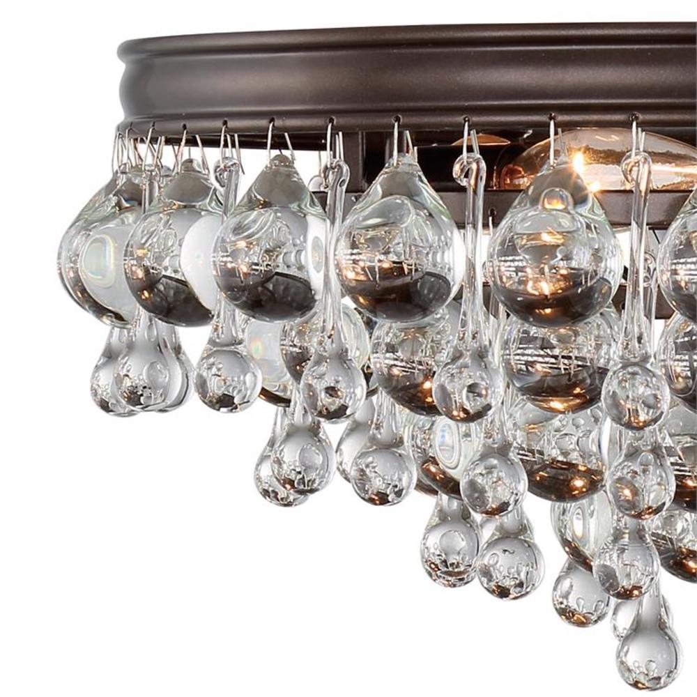 Vibrant Bronze 6-Light Chandelier with Clear Glass Drops