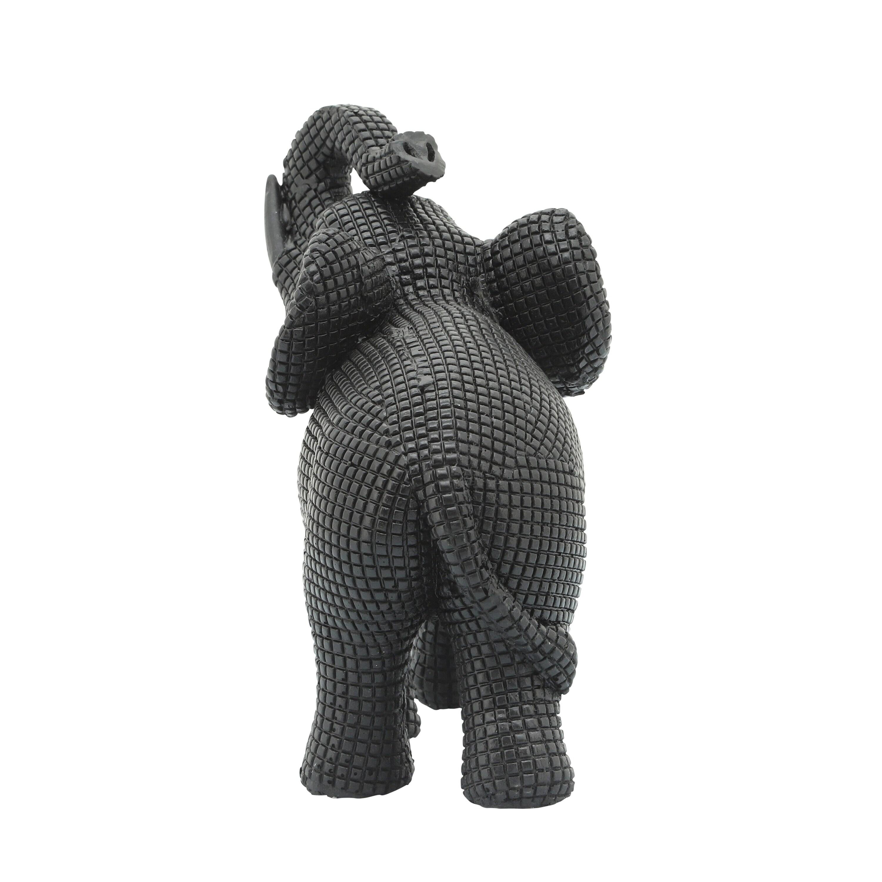 Sagebrook Home 7" Elephant Sculpture - Decorative Polyresin Black Elephant Statue For Home Decor - Table Accent, Desktop Figurine, Creative Home or