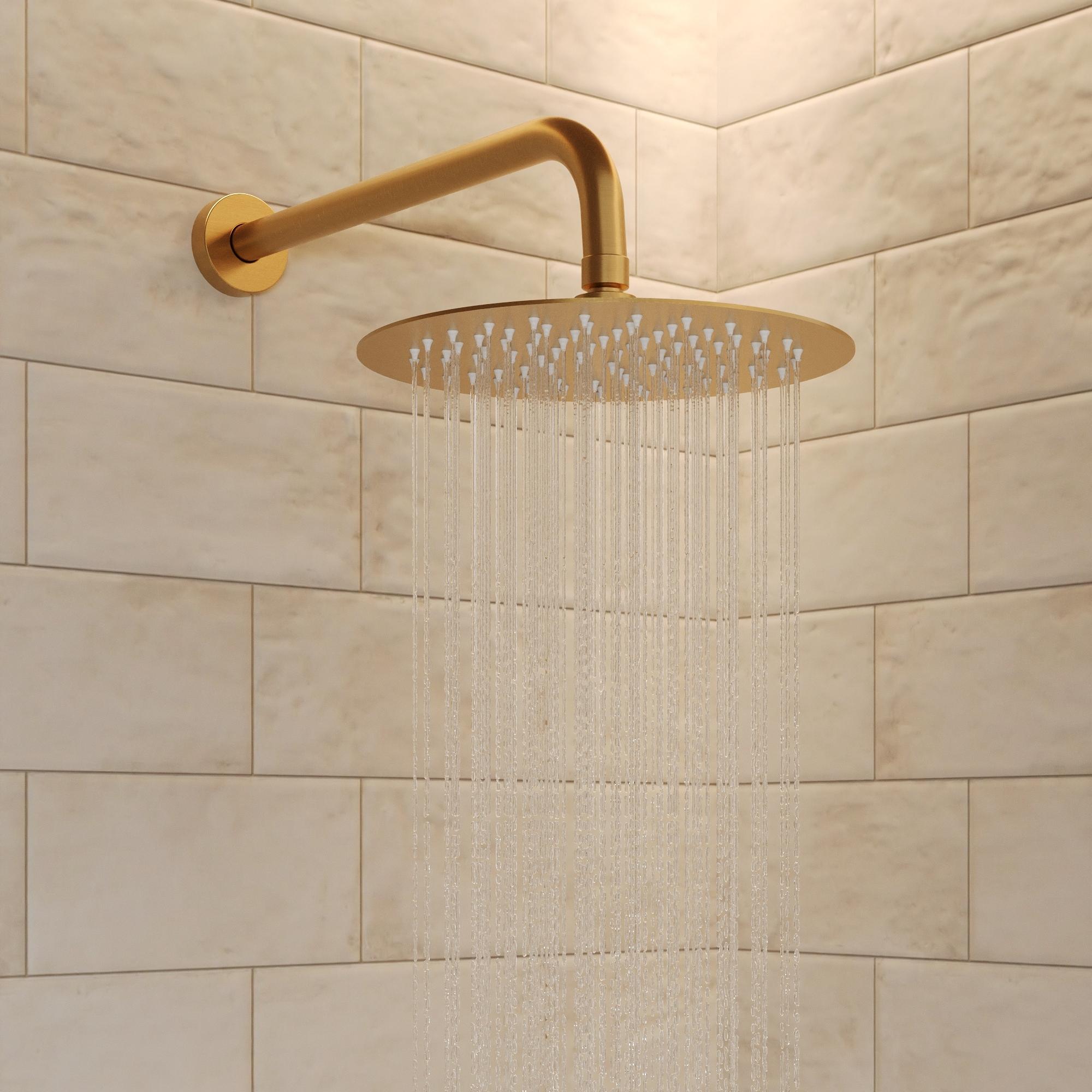 GRANDJOY Dual Wall Mount Rainfall Shower Head System Adjustable 12 inch & 6 inch Shower Faucet Set with Handheld Shower Spray Thermostatic Pressure Balance Value, Brushed Gold