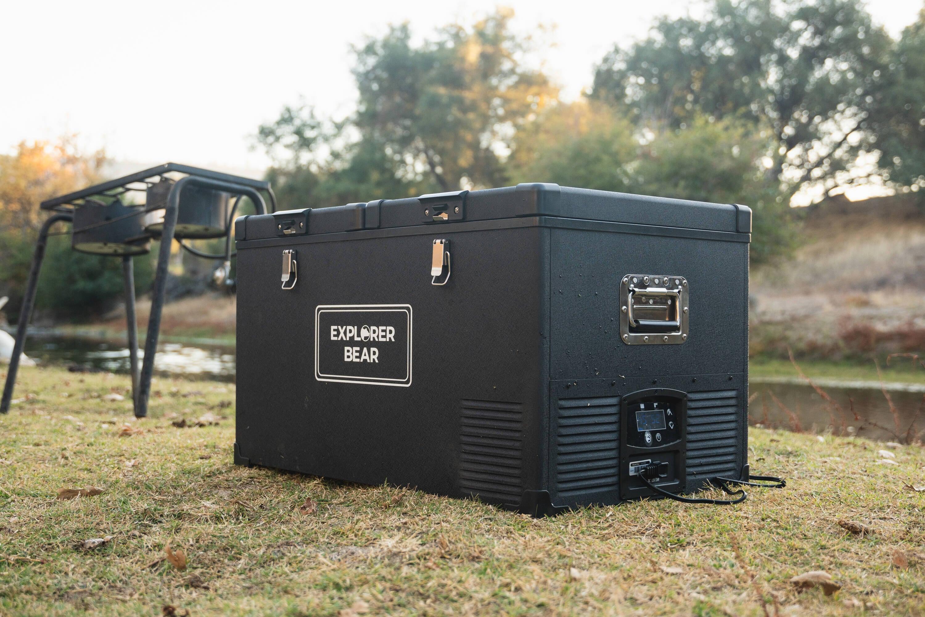Explorer Bear EX75DB/75DW 79.3QT/75L 12/24V Portable Dual Zone Electric Cooler - Black
