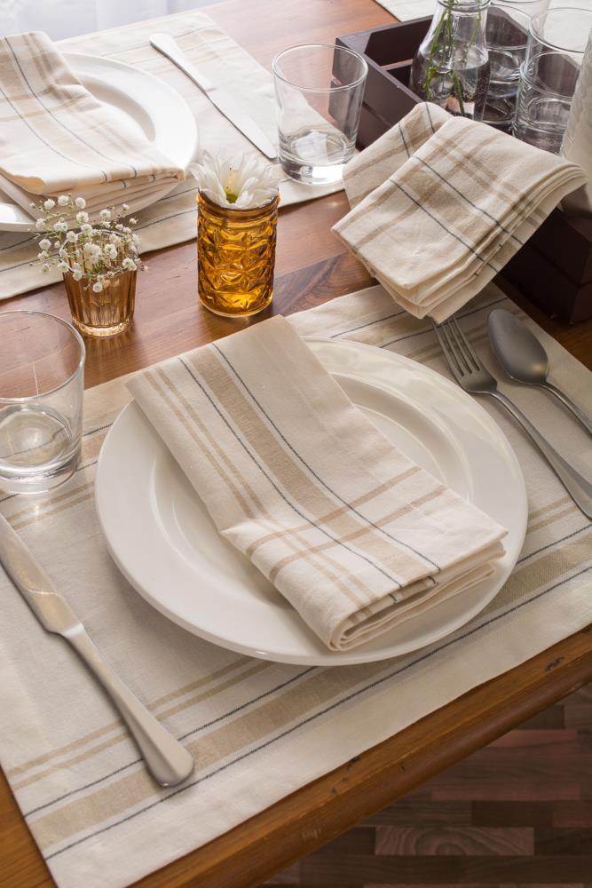White Chambray French Stripe Placemat Set of 6