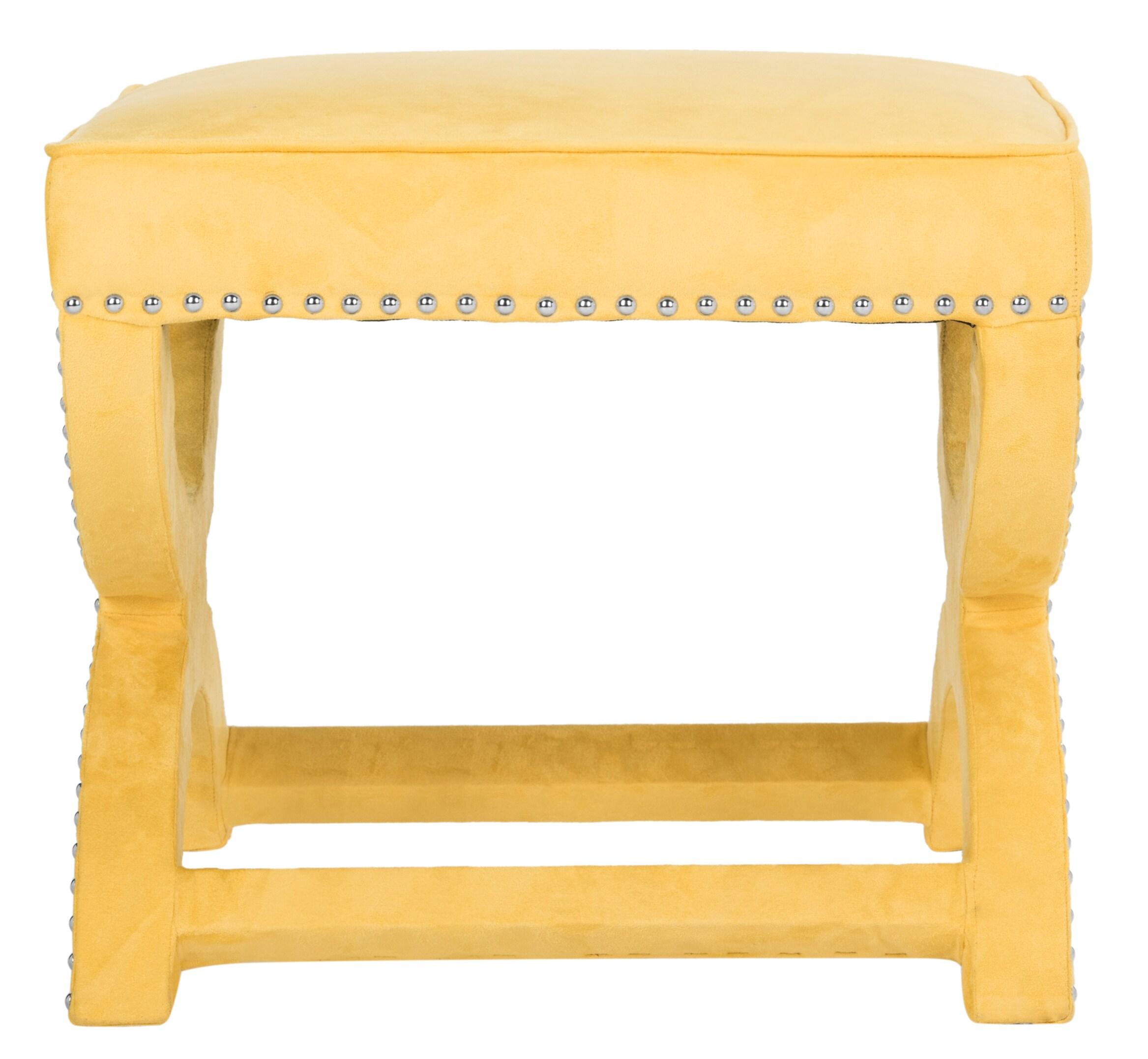 Mystic Ottoman with Silver Nail Heads - Yellow - Safavieh