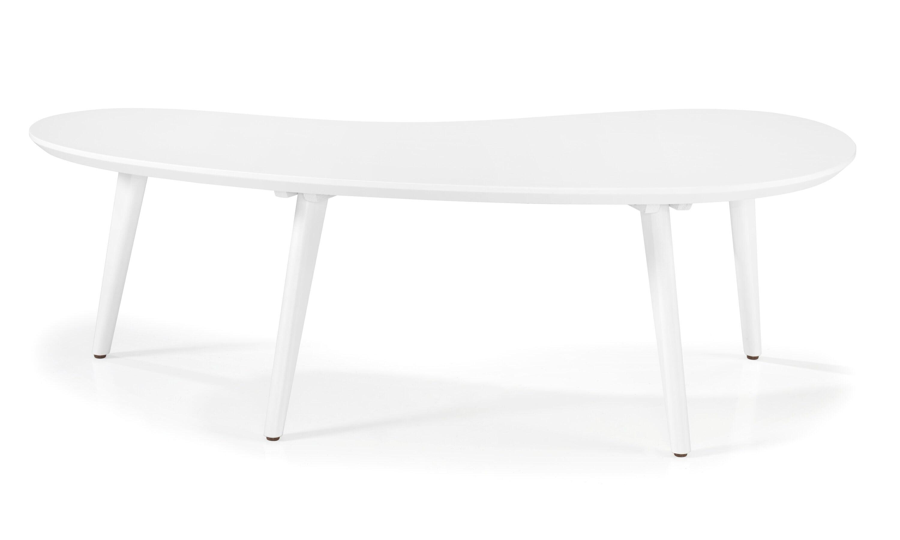 Camaflexi Mid Century Modern Coffee Table Small Tabletop Wood Coffee Desk, White