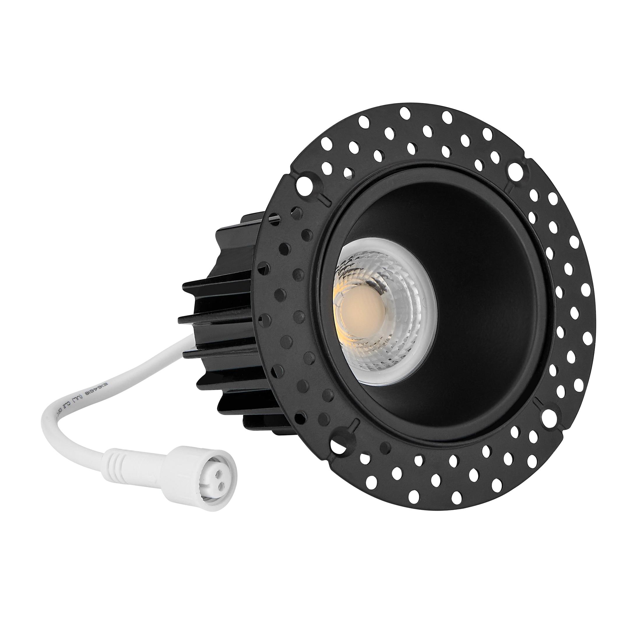 Maxxima 2 in. Trimless Slim Round Recessed Anti-Glare LED Downlight, Black, Canless IC Rated, 600 Lumens, 5 CCT 2700K-5000K