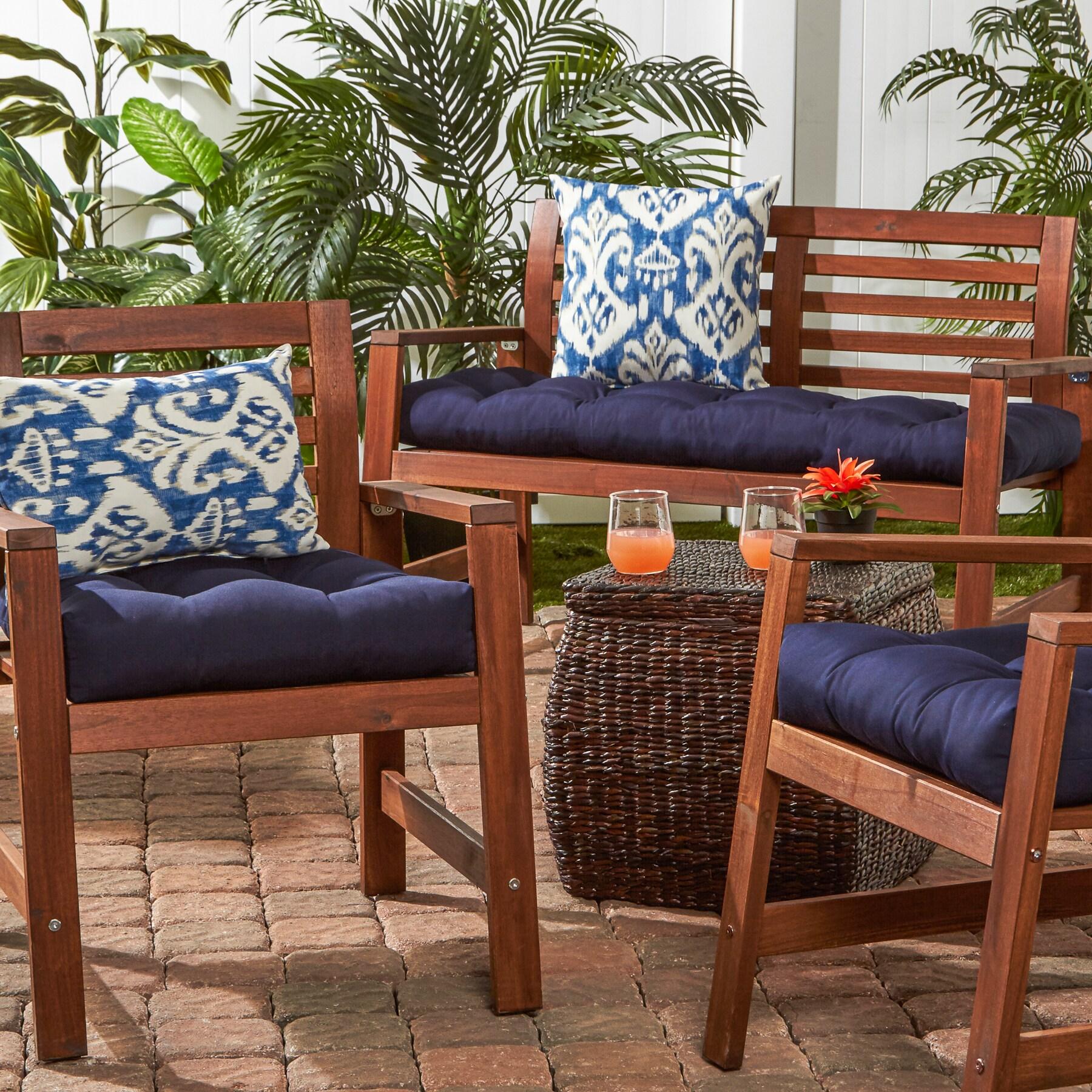 Greendale Home Fashions Navy 51 x 18 in. Outdoor Reversible Tufted Bench Cushion