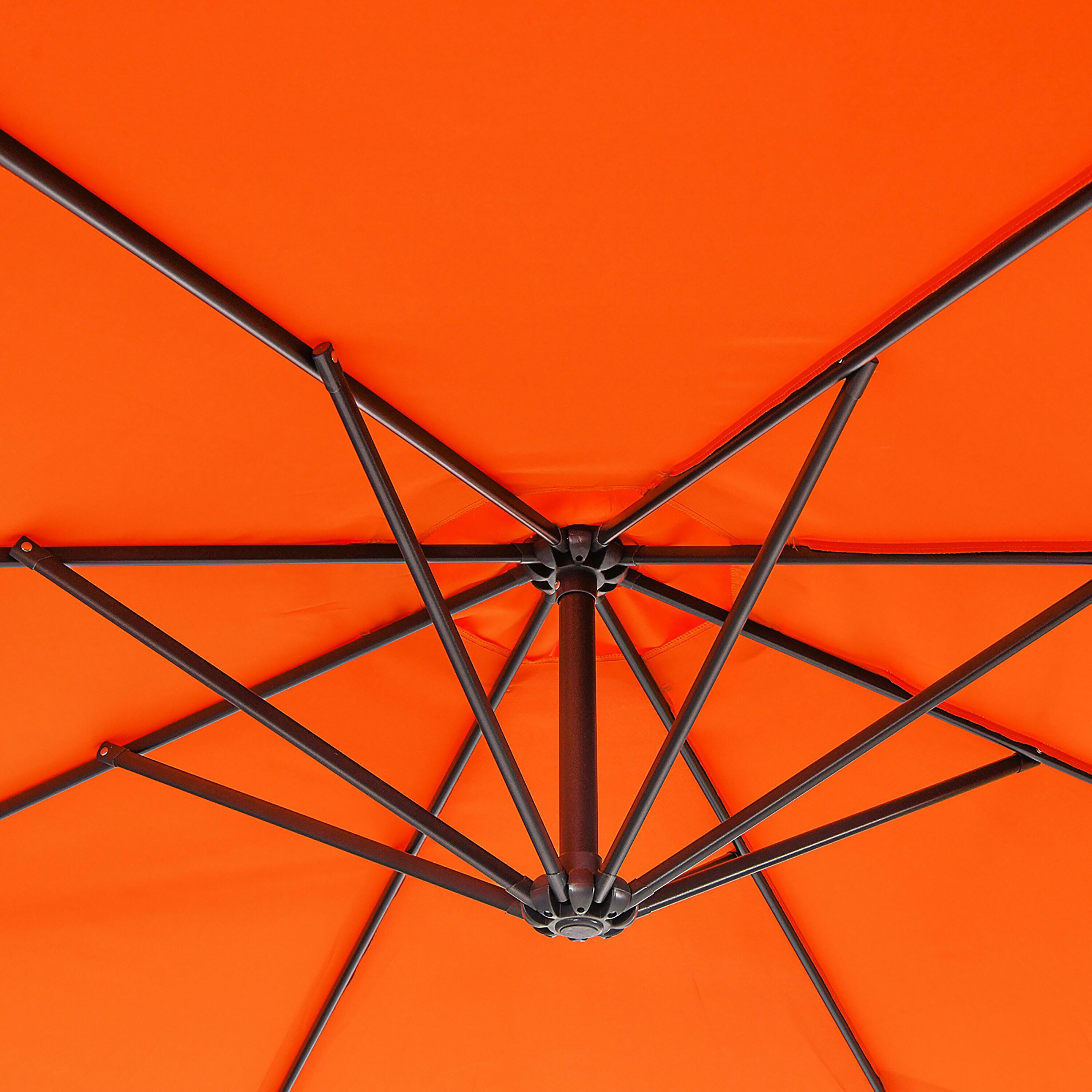 Tangkula 10FT Patio Offset Umbrella 8 Ribs Cantilever Umbrella w/Crank for Poolside Yard Lawn Garden Orange