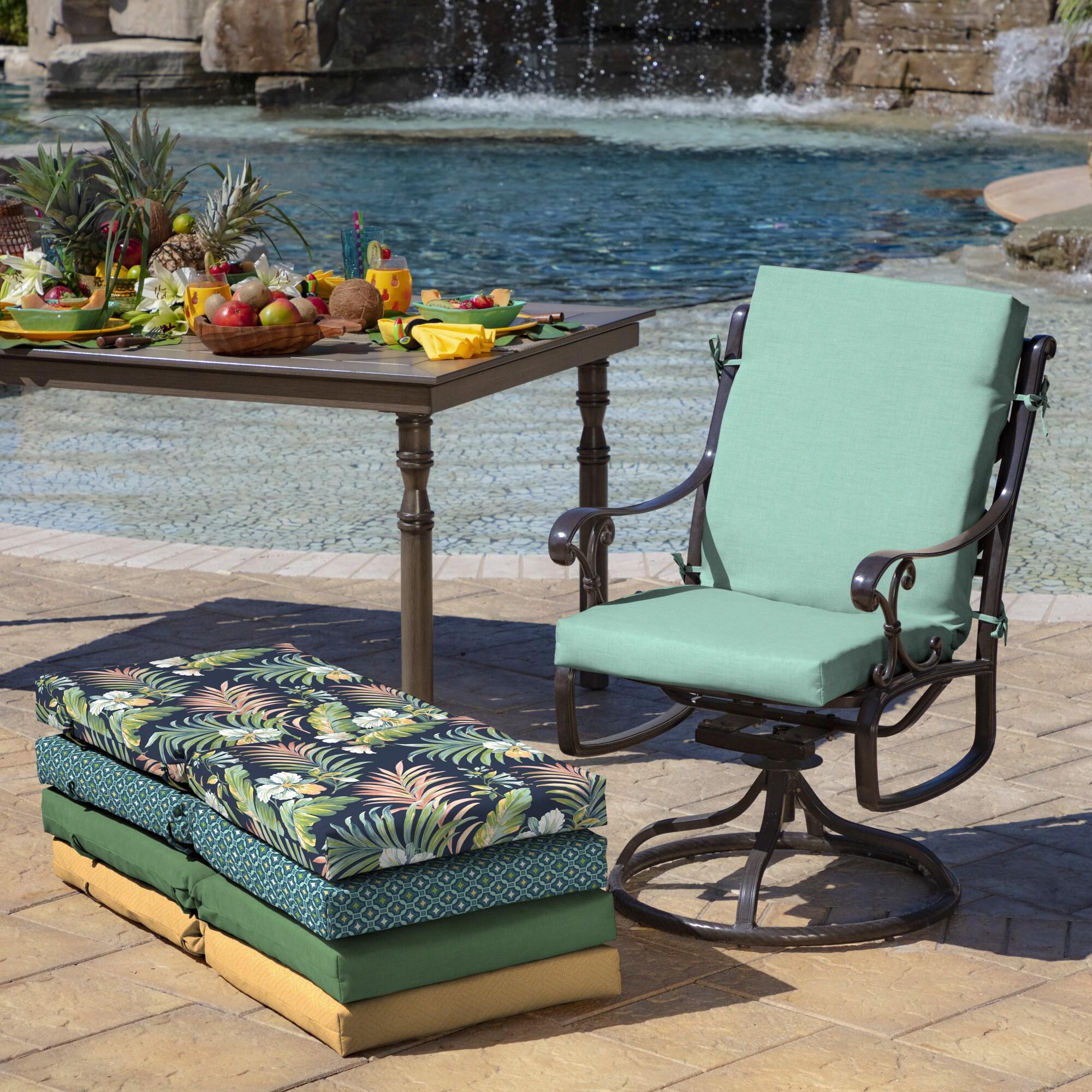 Arden 44"x20" Outdoor High Back Dining Chair Cushion Aqua Leala Texture: Fade & Water-Resistant, UV Protection