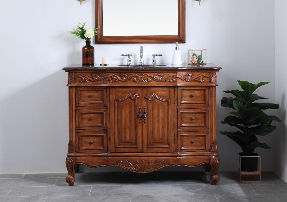 Elegant Decor Oakland 48" Single Marble Top Bathroom Vanity in Teak