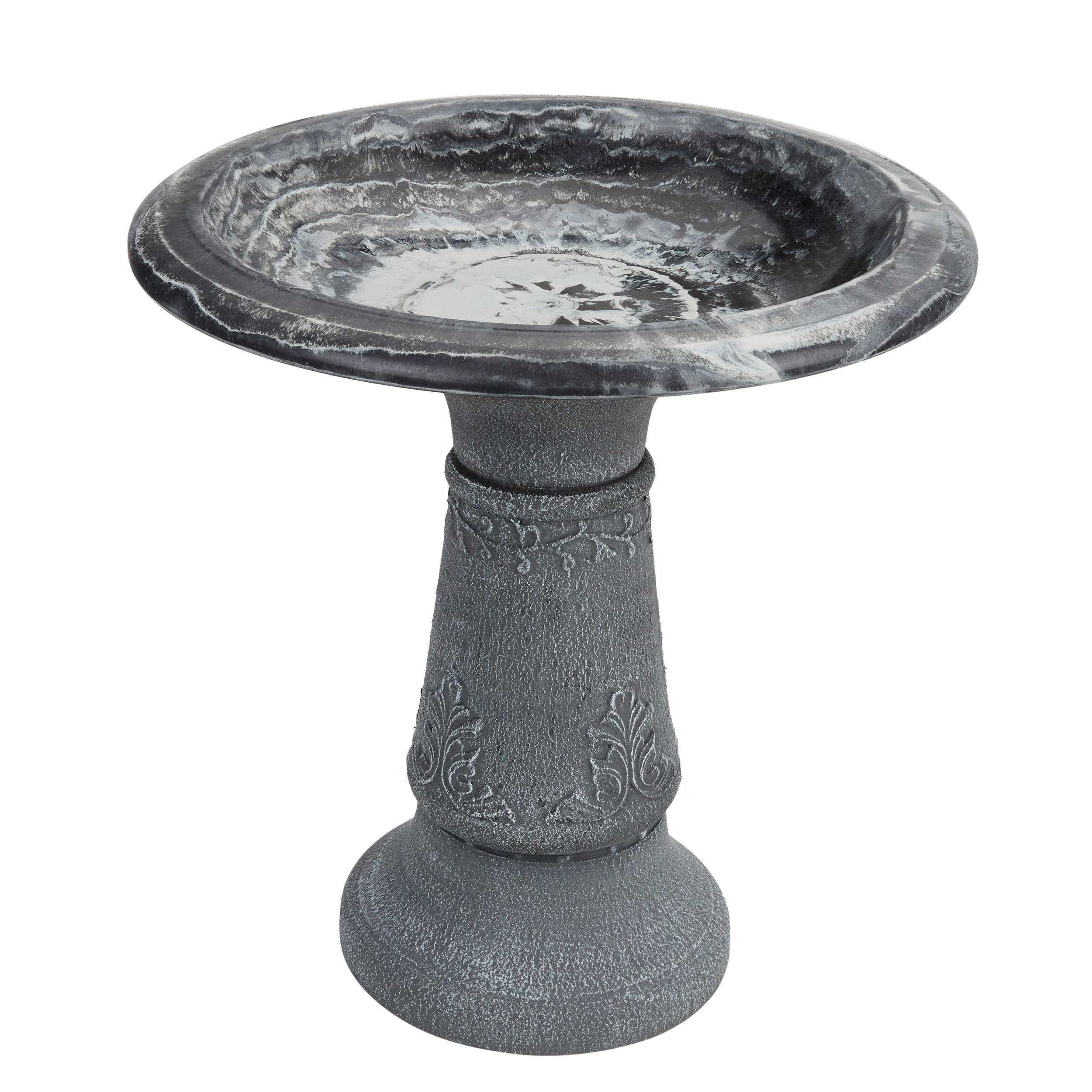 Florentine Marbleized Bird Bath - blue