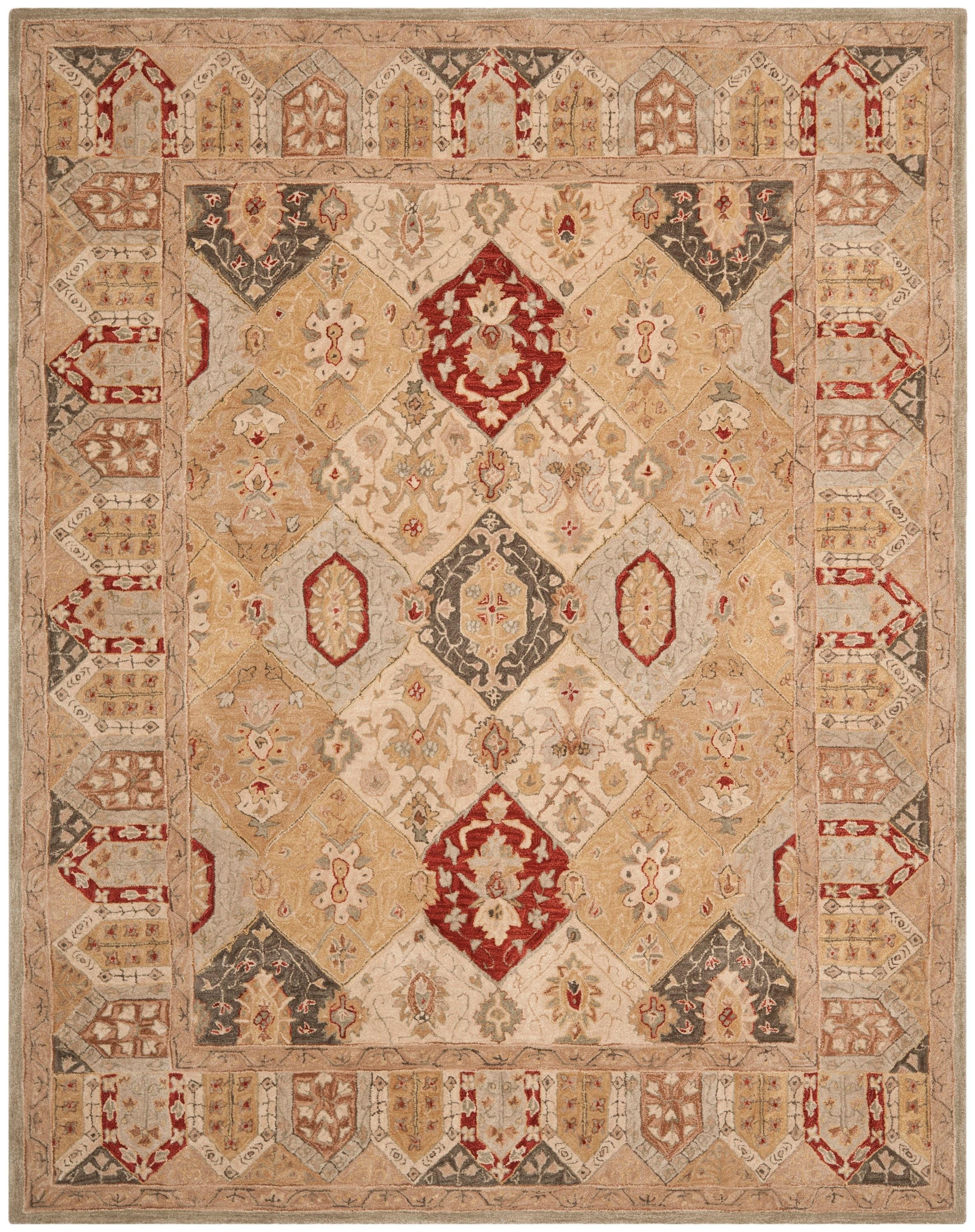 SAFAVIEH Anatolia Taylor Floral Wool Area Rug, Beige/Multi, 9' x 12'