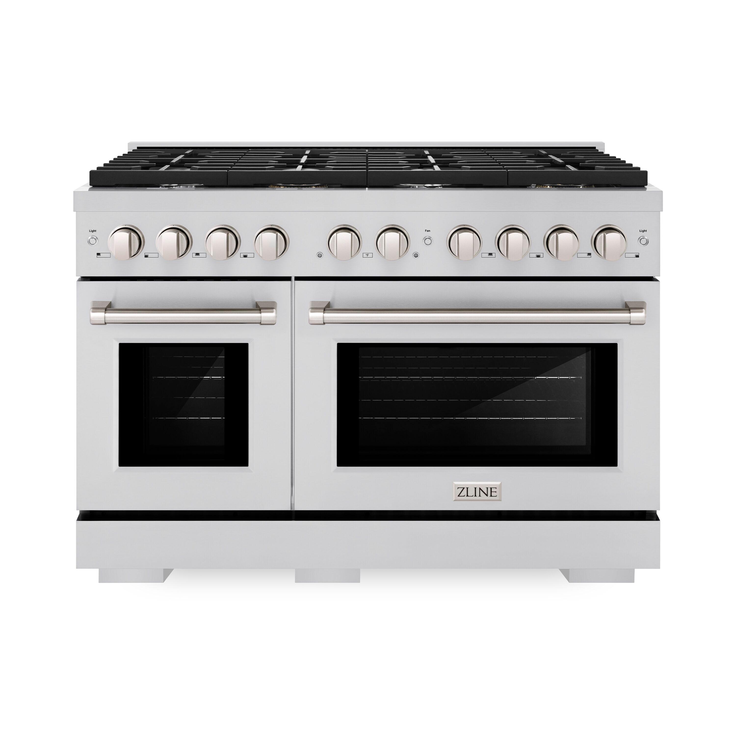 ZLINE 48" Paramount Double Oven Gas Range w/ 8 Burner Cooktop in Stainless Steel